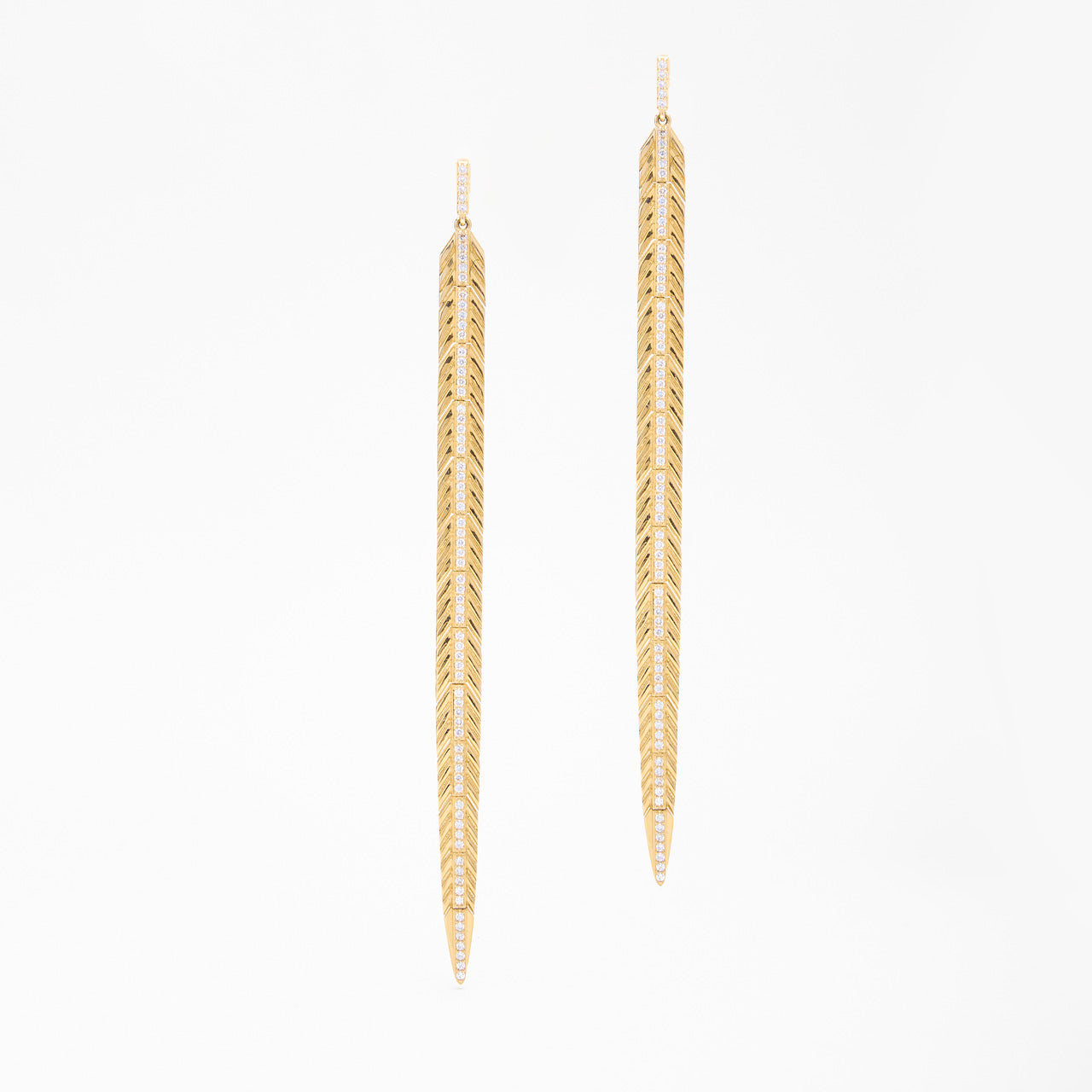 Lucia - Diamond Feather Earrings