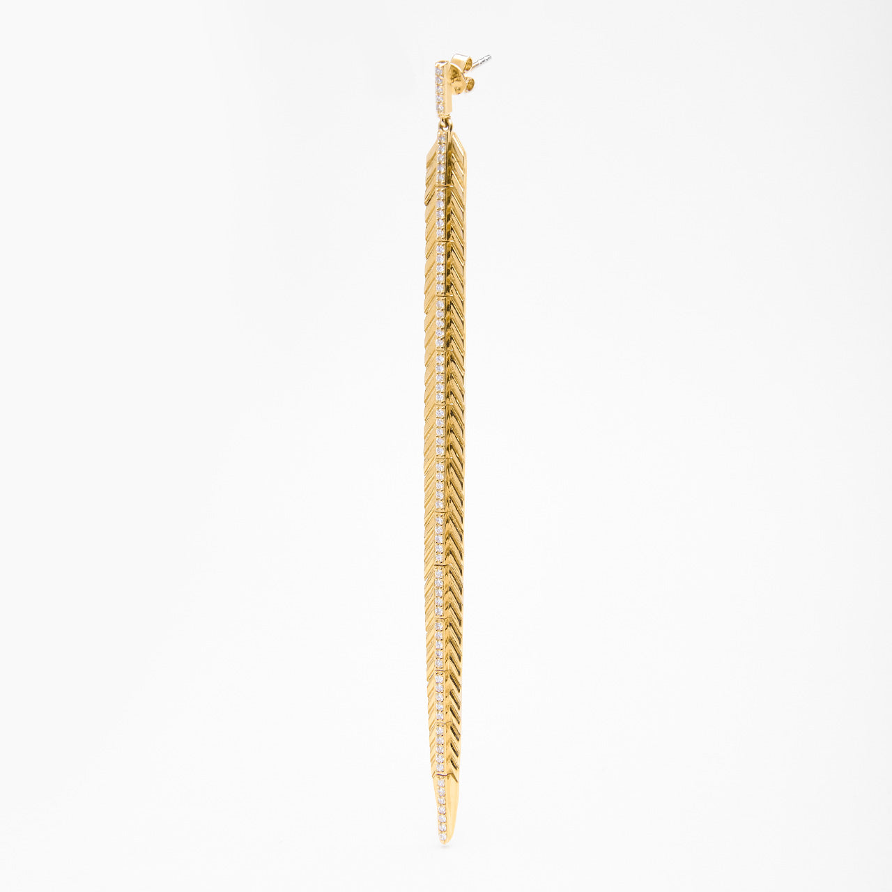 Lucia - Diamond Feather Earrings
