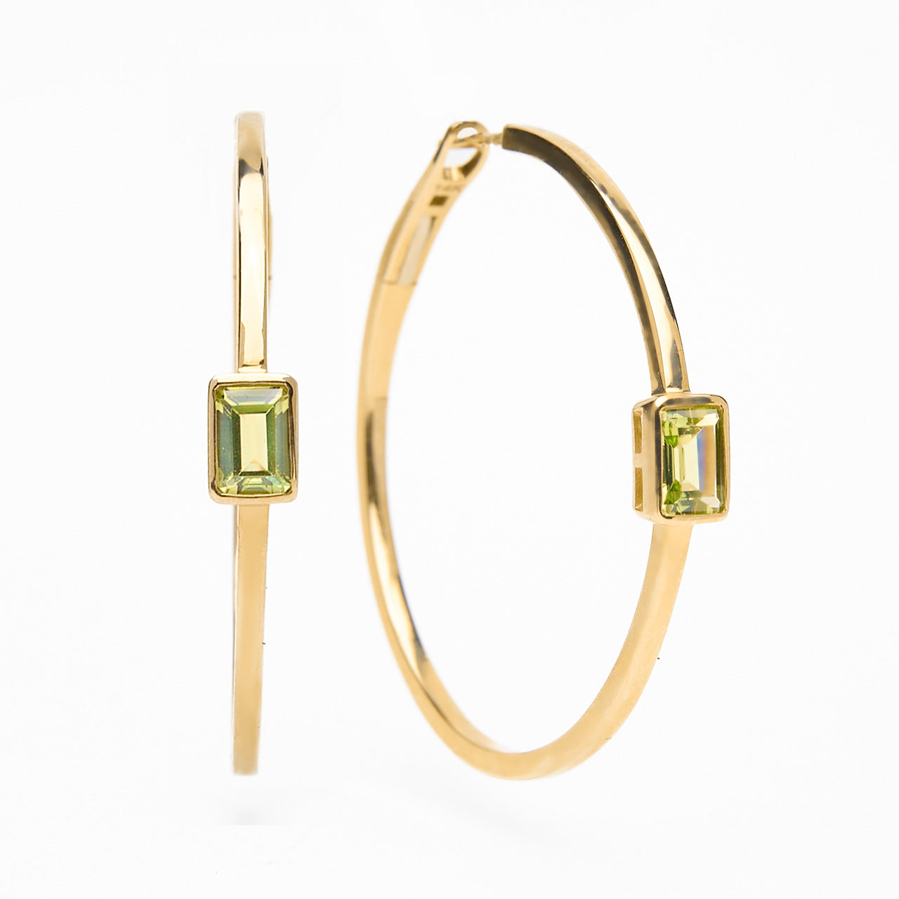 Luna - Peridot Stones Hoop Earrings