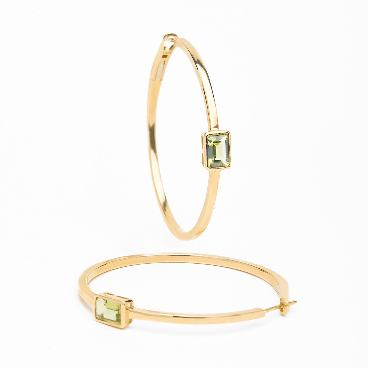 Luna - Peridot Stones Hoop Earrings
