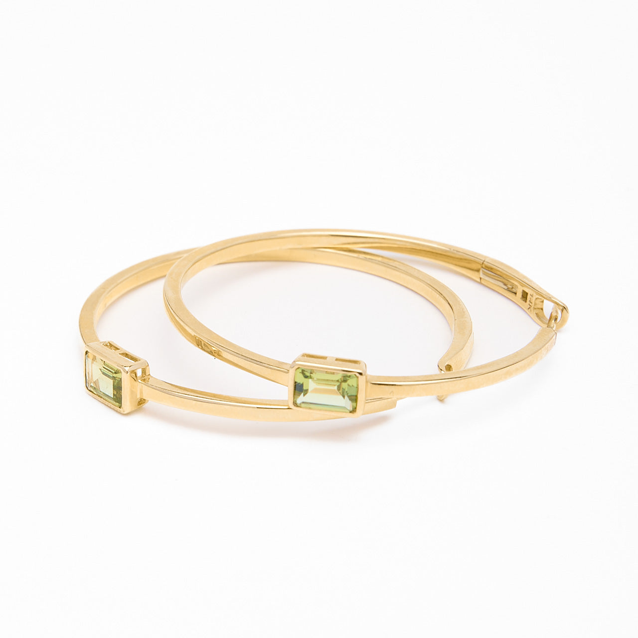 Luna - Peridot Stones Hoop Earrings