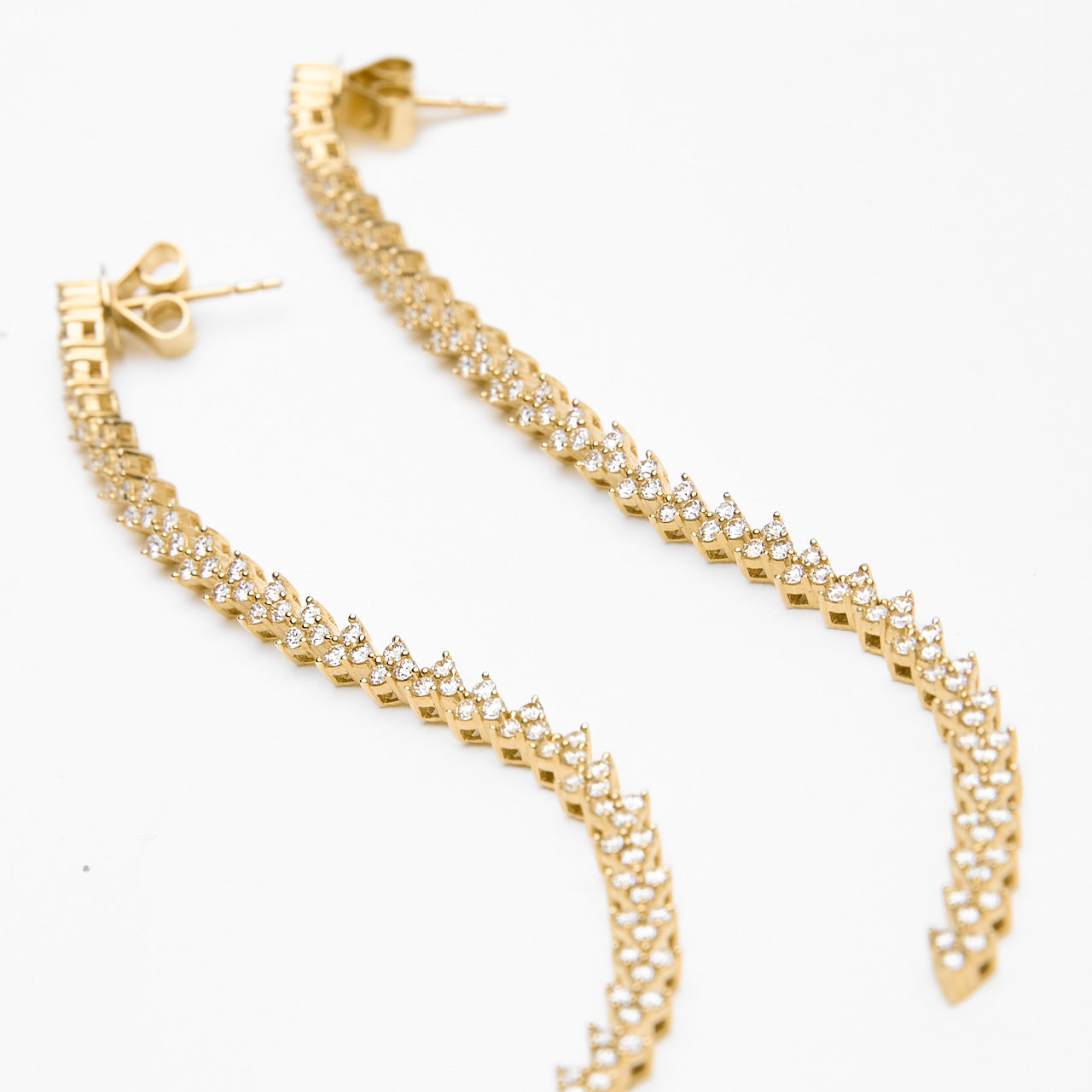 Ava - Diamond Shoulder-length Earrings
