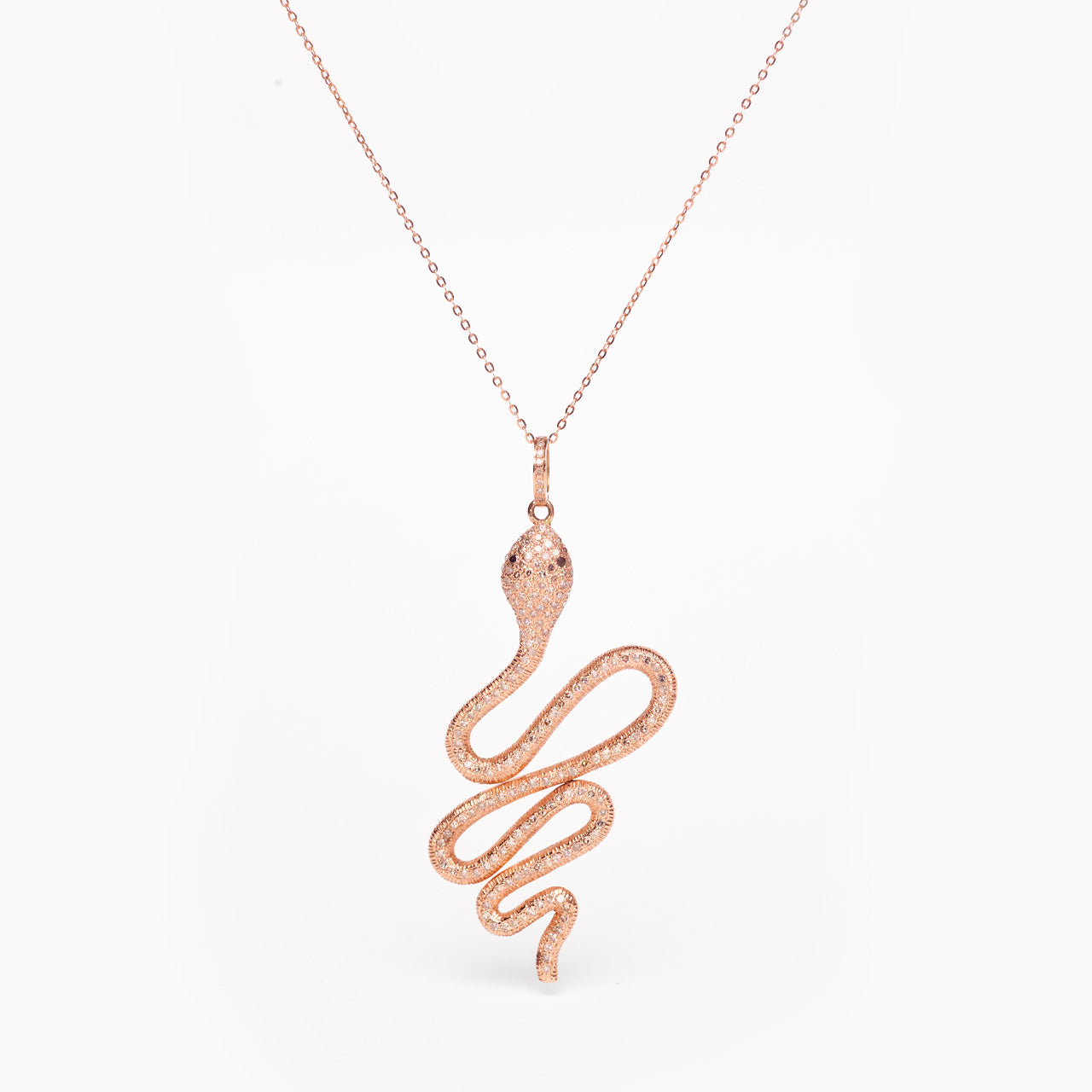 Elisa - Rose Gold Snake Pendant Necklace