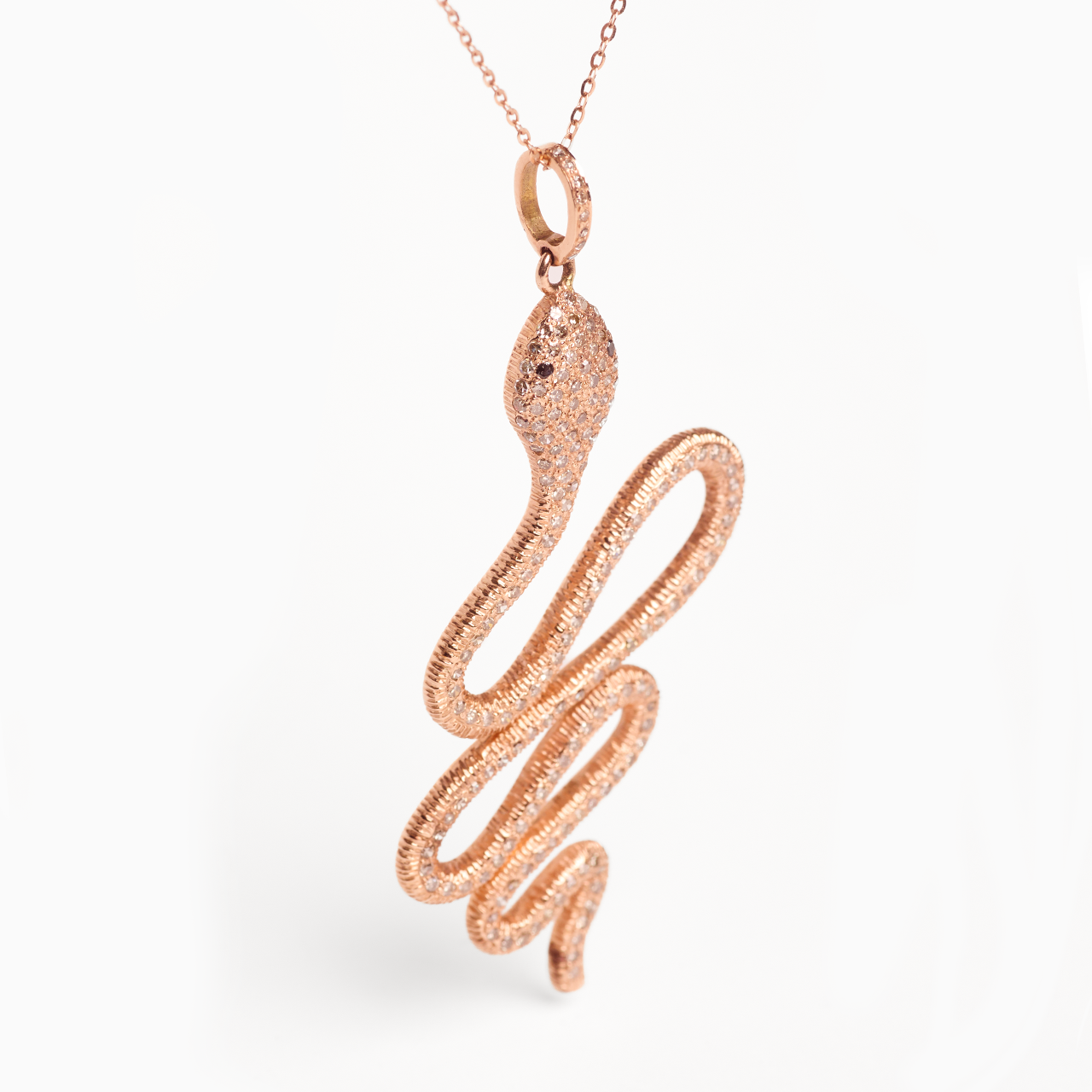 Elisa - Rose Gold Snake Pendant Necklace