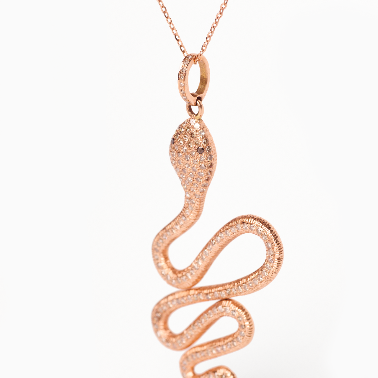 Elisa - Rose Gold Snake Pendant Necklace