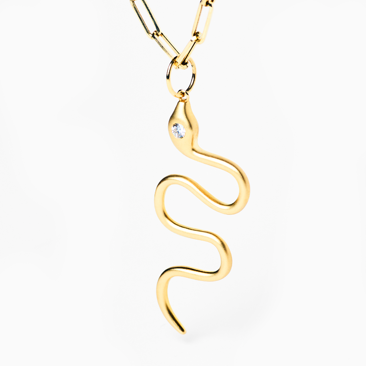 Jade - Yellow Gold Snake Pendant Chain Necklace