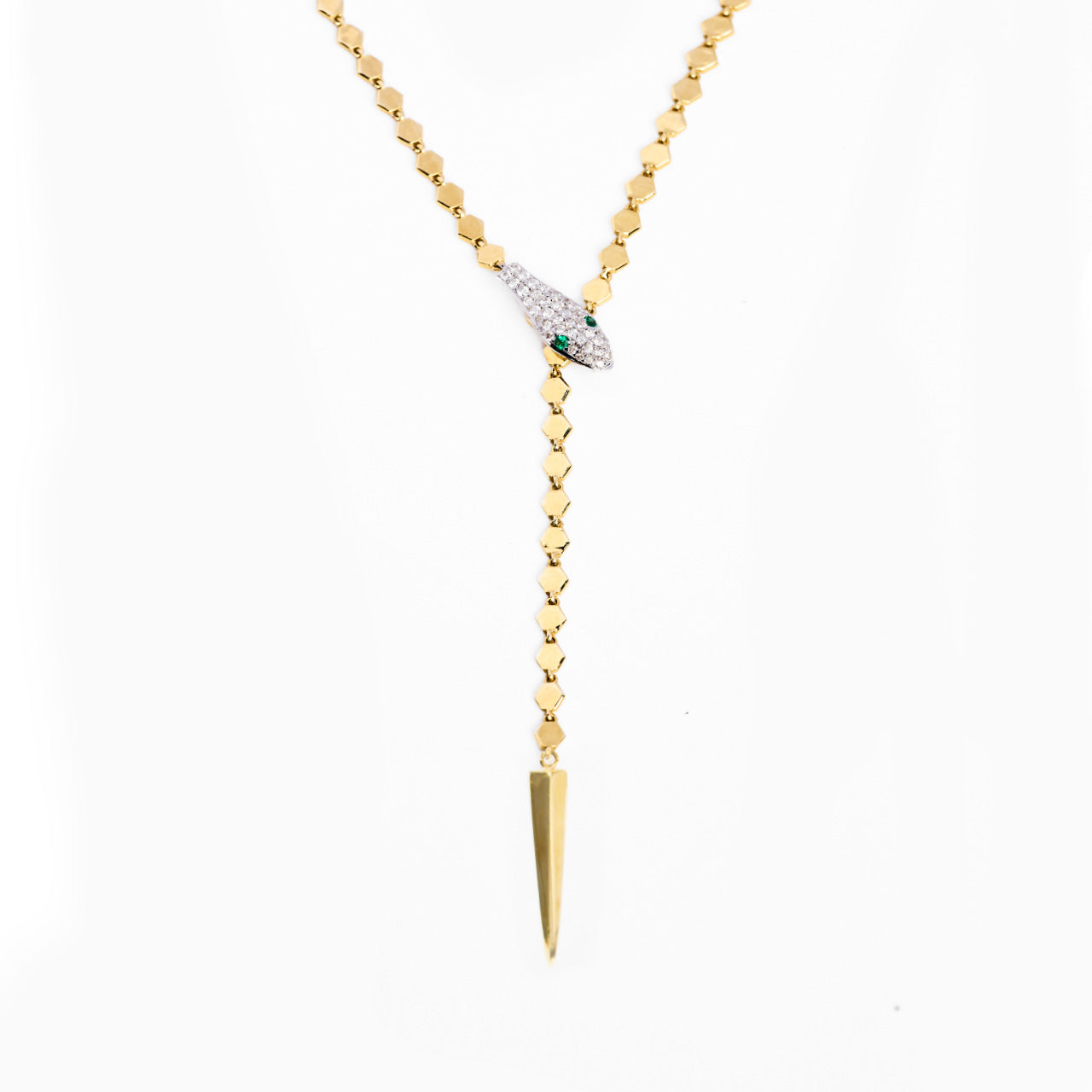 Sabine - Yellow Gold Snake Lariat Necklace