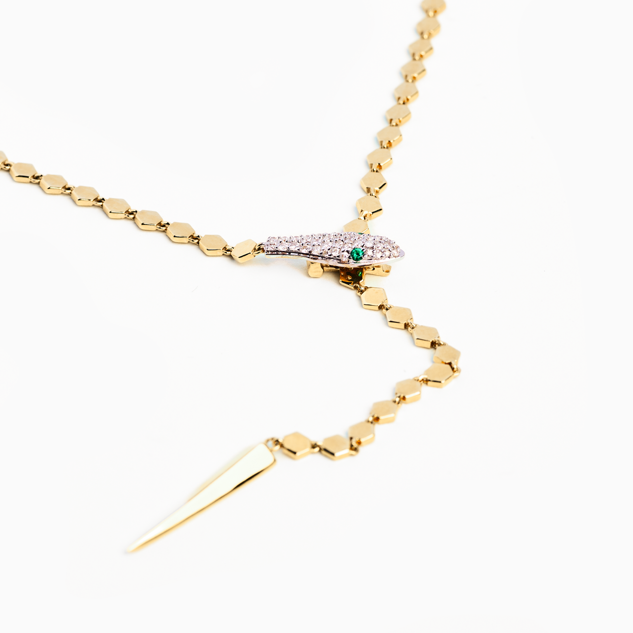 Sabine - Yellow Gold Snake Lariat Necklace