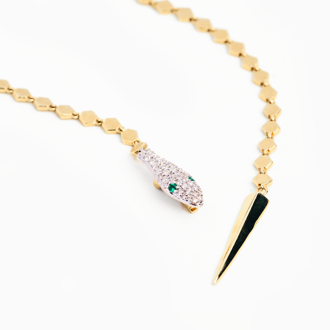 Sabine - Yellow Gold Snake Lariat Necklace