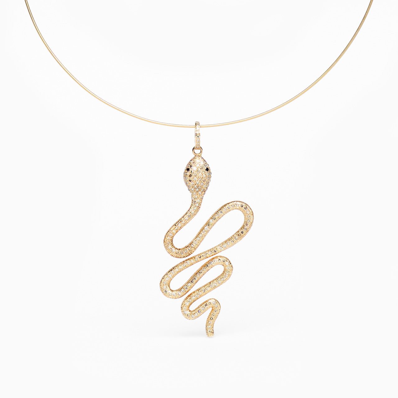 Eloise - Yellow Gold Snake Pendant Necklace