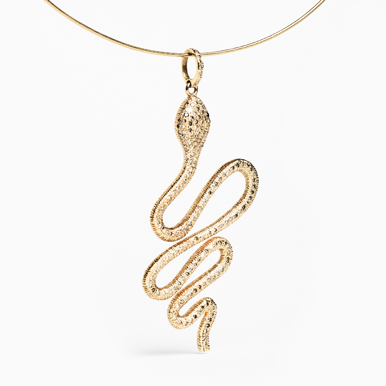Eloise - Yellow Gold Snake Pendant Necklace