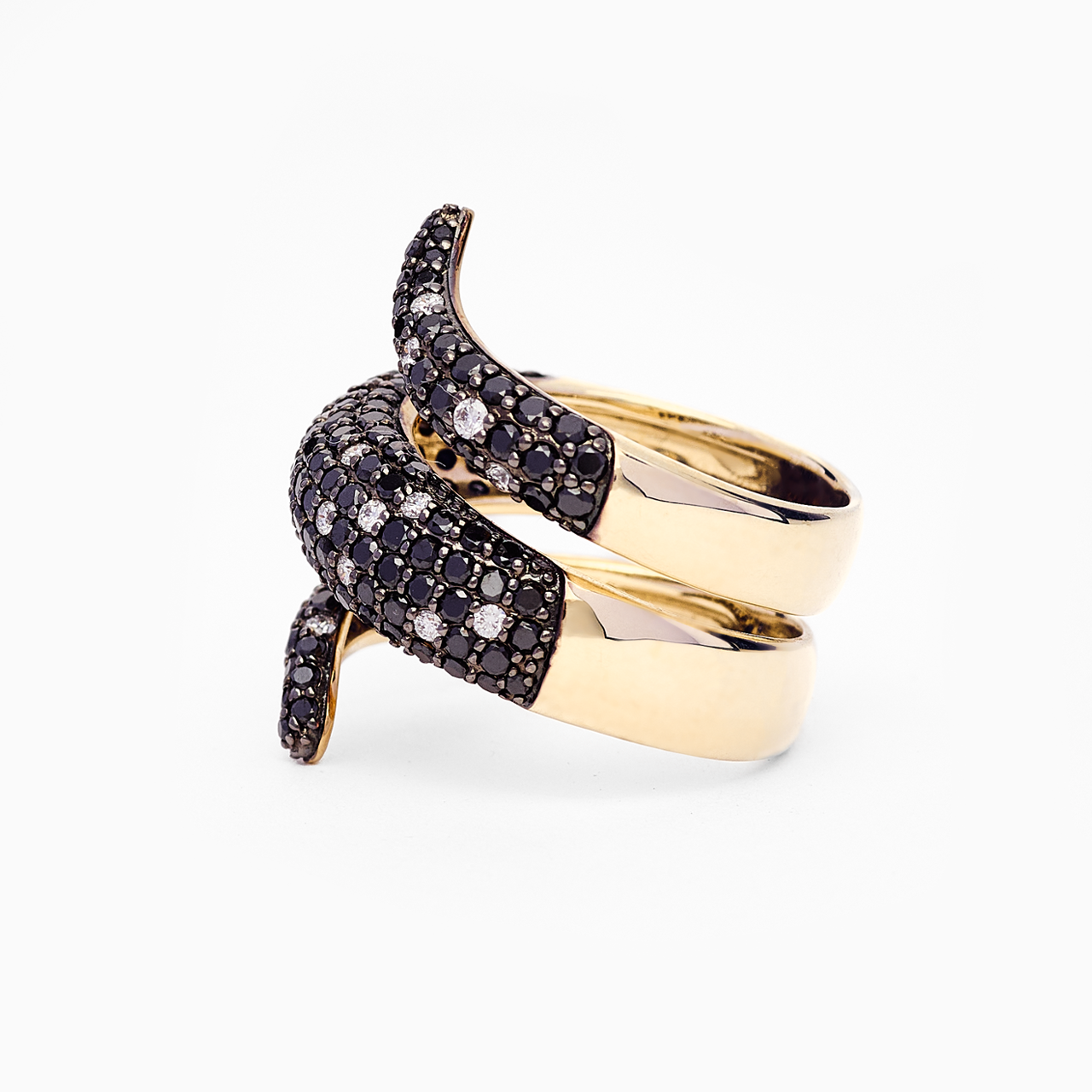 Giselle - Black Diamond Gold Snake Ring