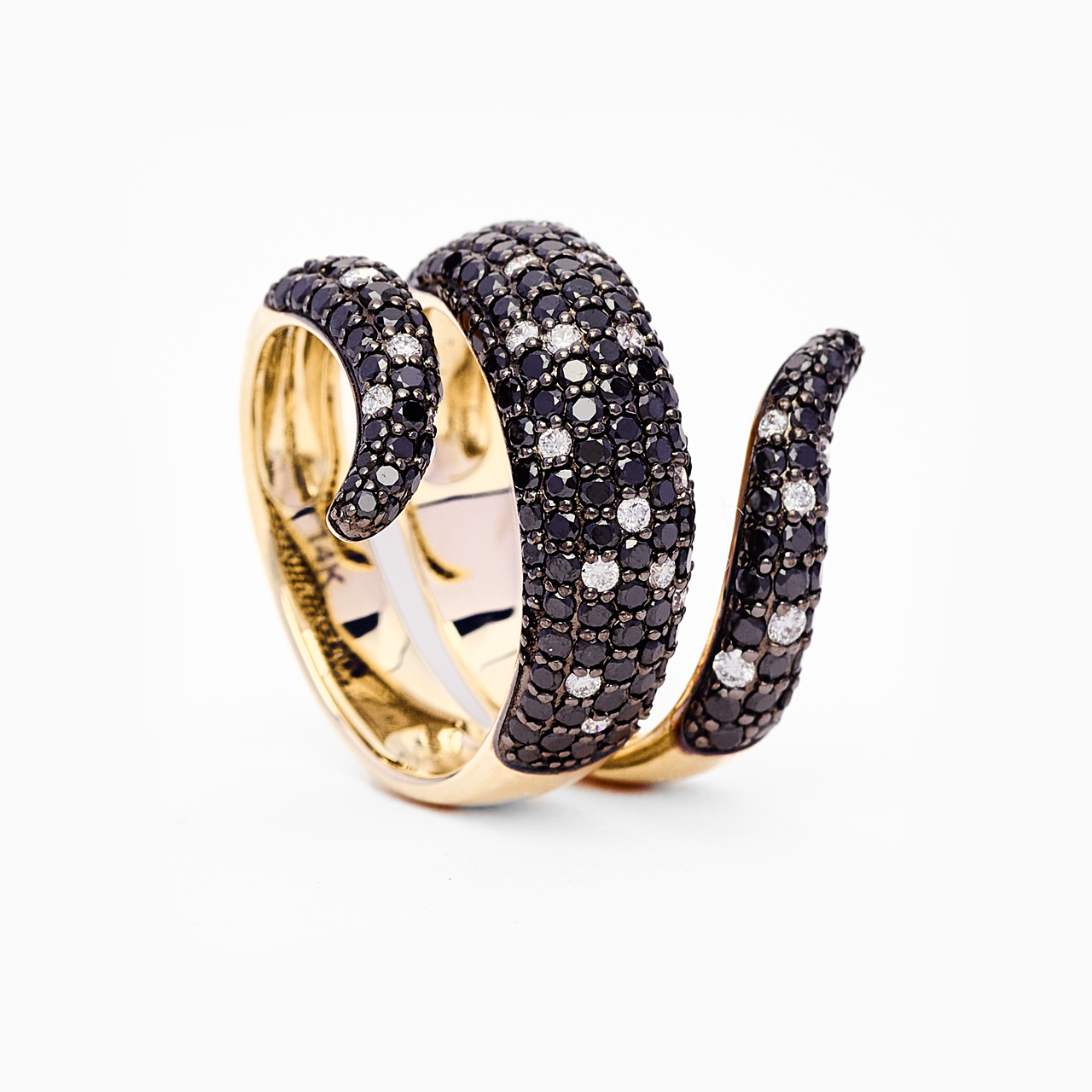 Giselle - Black Diamond Gold Snake Ring