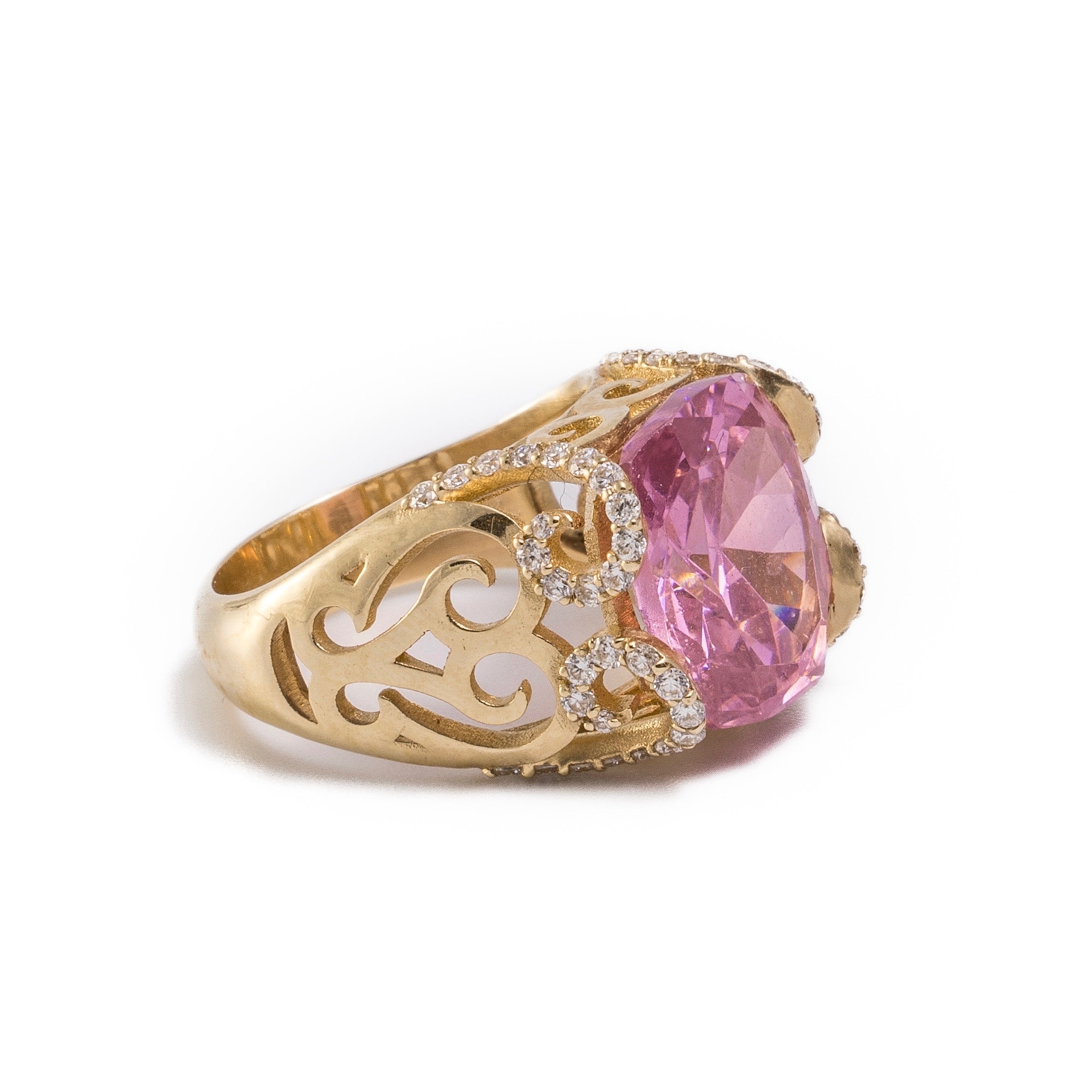 Lucienne Ring - Pink Sapphire & Moissanite Ring in 14k Gold