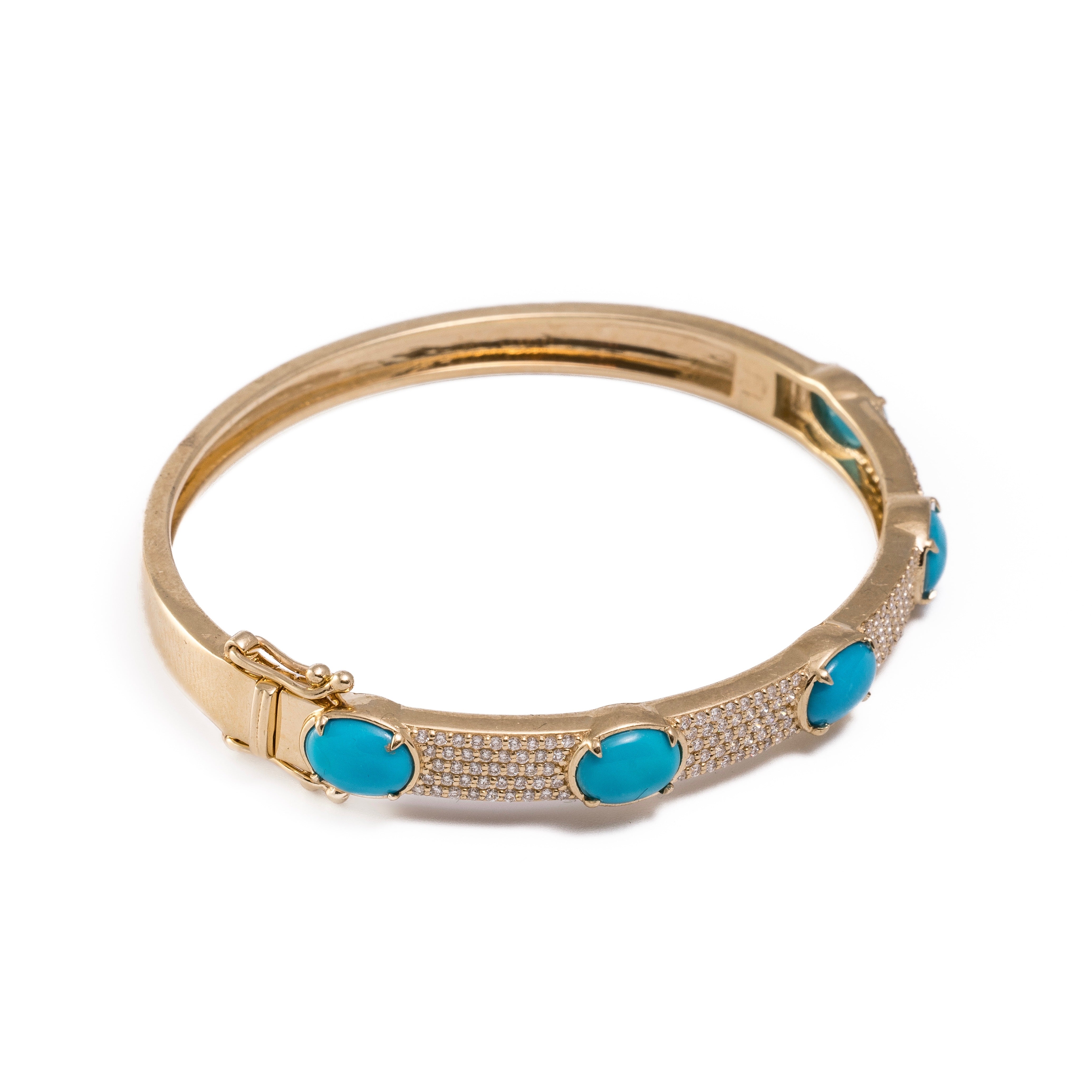 Clara Bracelet - Large Diamond & Turquoise Bracelet in 14k Gold