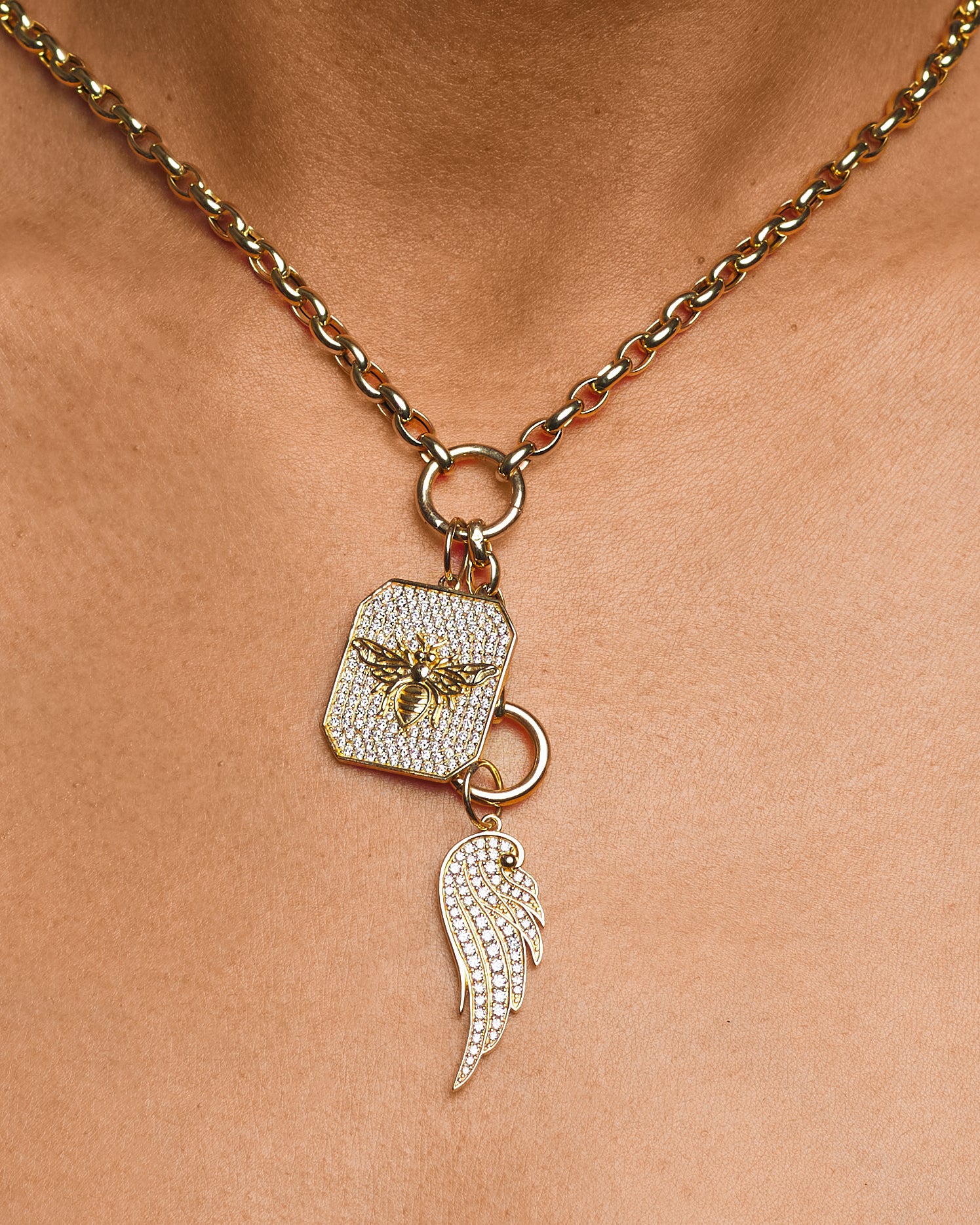 Abba - Double Pendant 14K Gold Necklace
