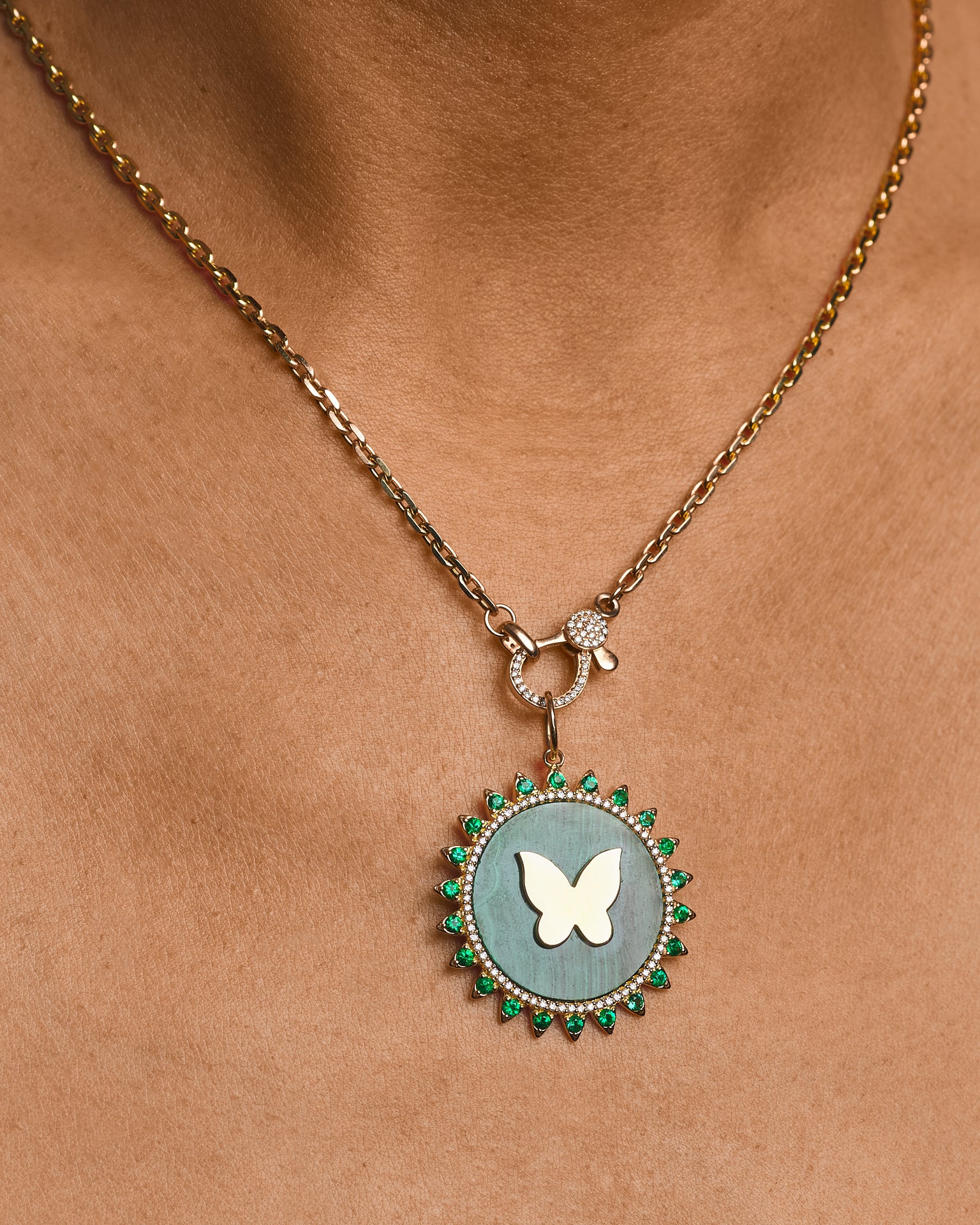 Cheri - Butterfly Pendant 14K Gold Necklace