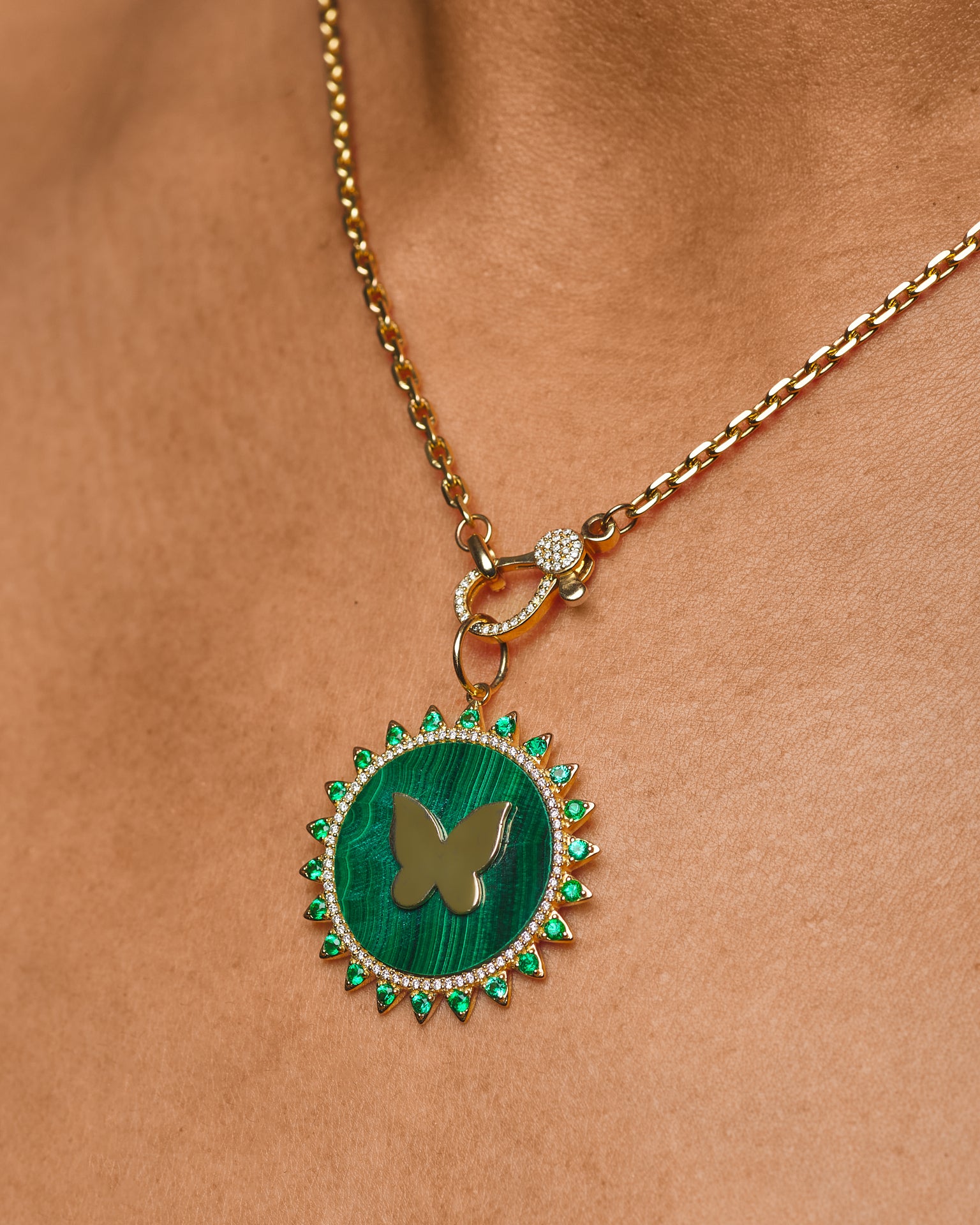 Cheri - Butterfly Pendant 14K Gold Necklace