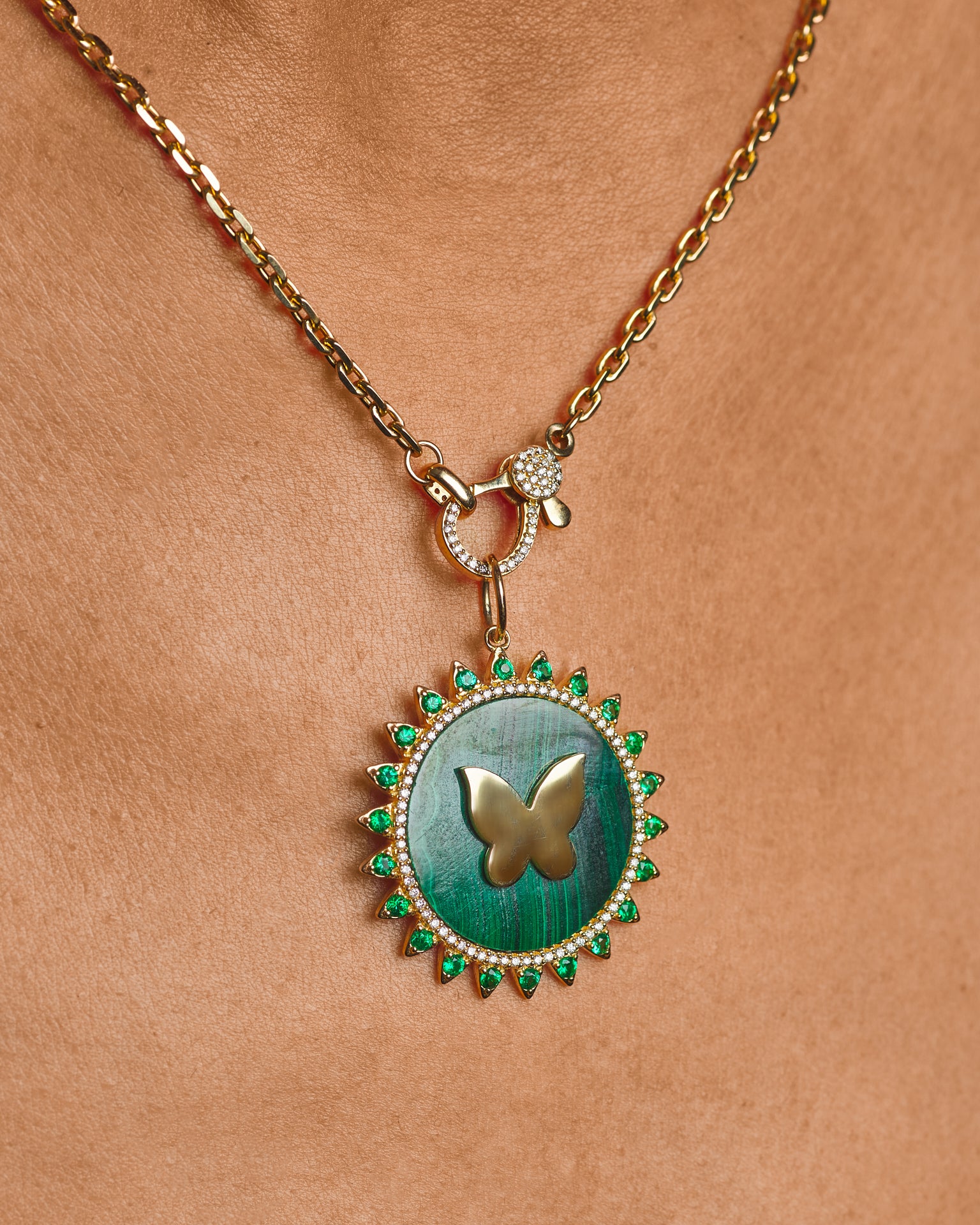 Cheri - Butterfly Pendant 14K Gold Necklace