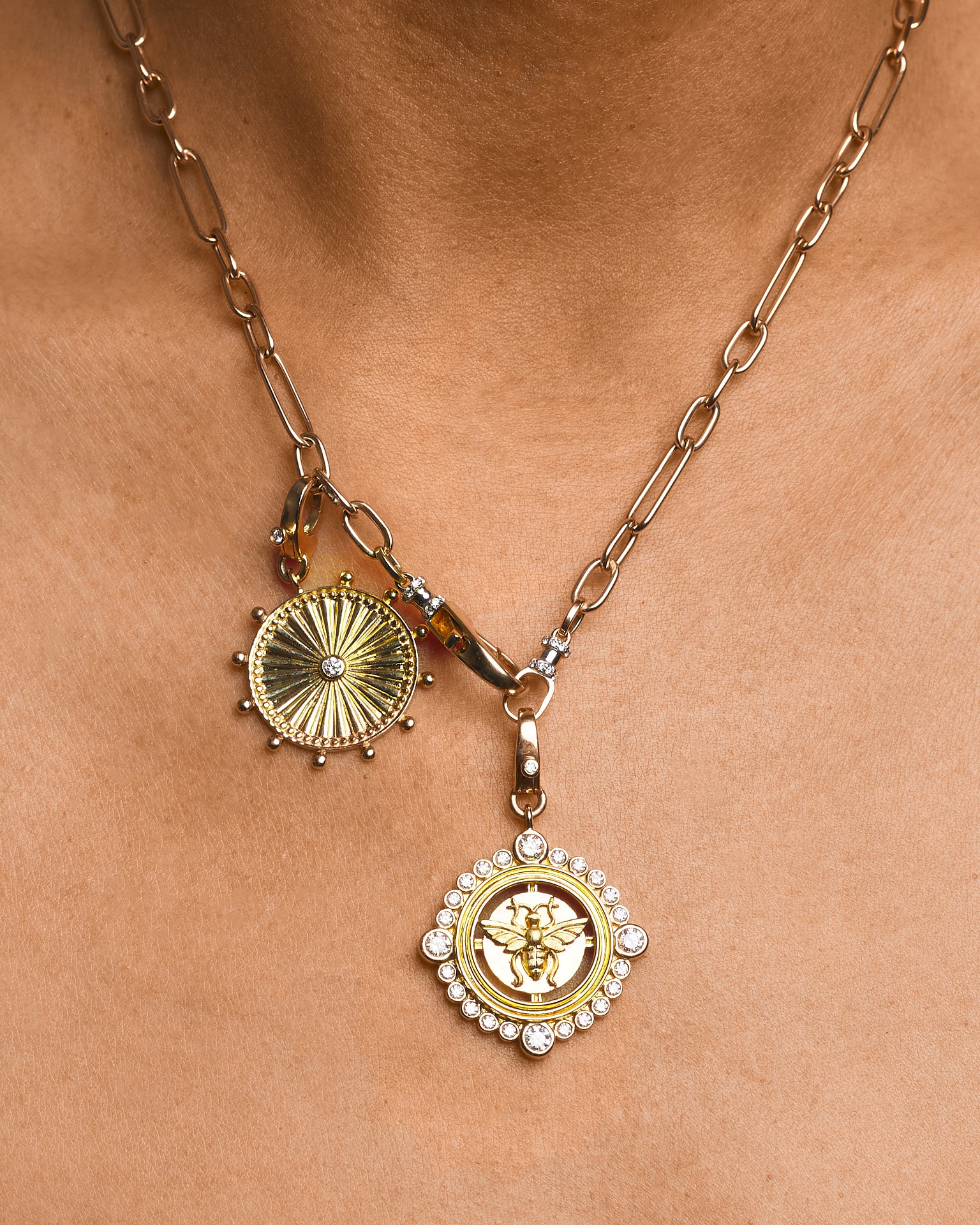 Millicent - Double Pendant 14K Gold Necklace