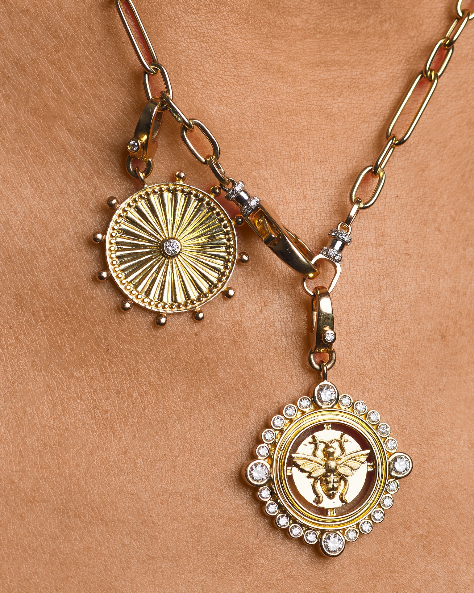 Millicent - Double Pendant 14K Gold Necklace