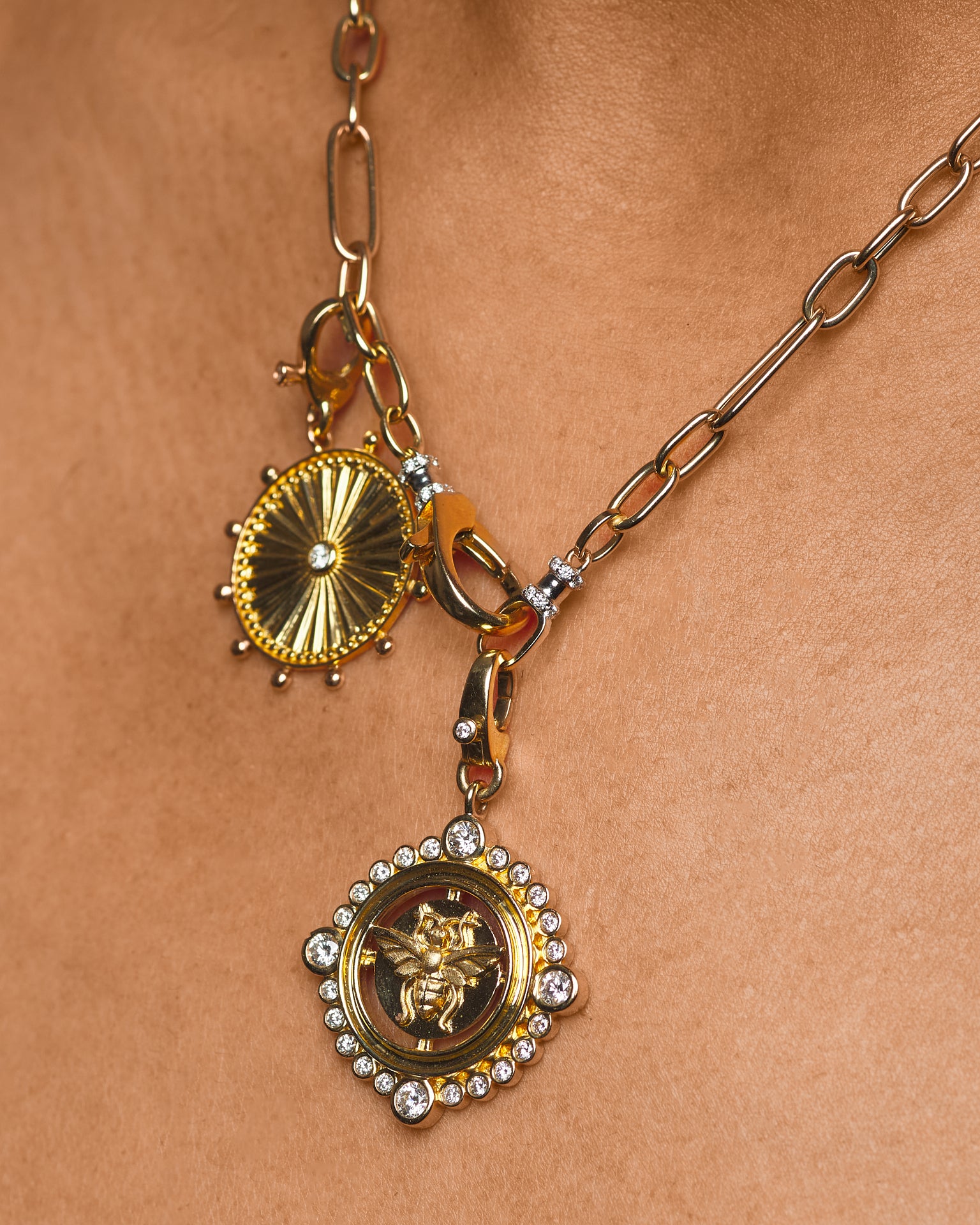 Millicent - Double Pendant 14K Gold Necklace