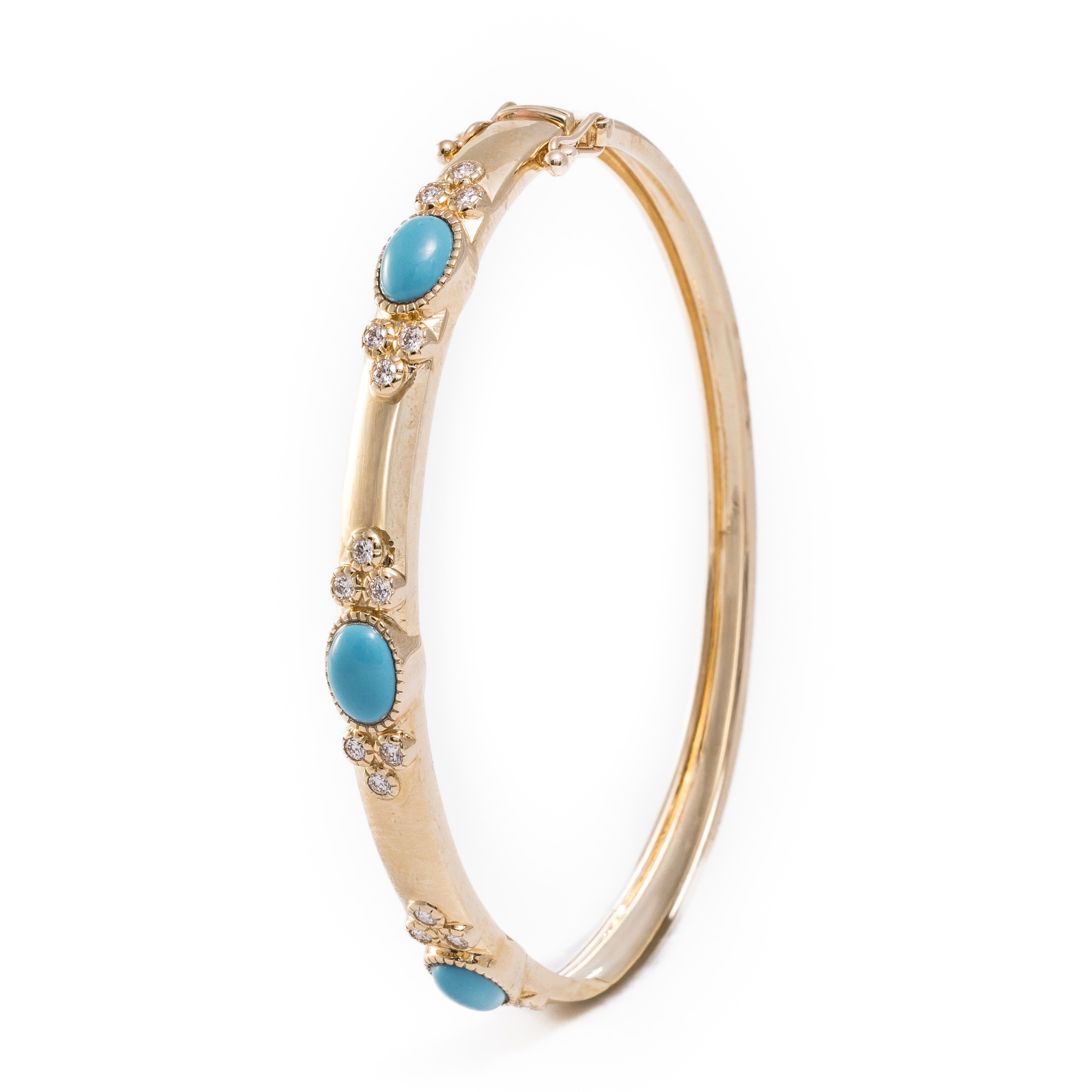 Casia Bracelet - Small Diamond & Turquoise Bracelet in 14k Gold