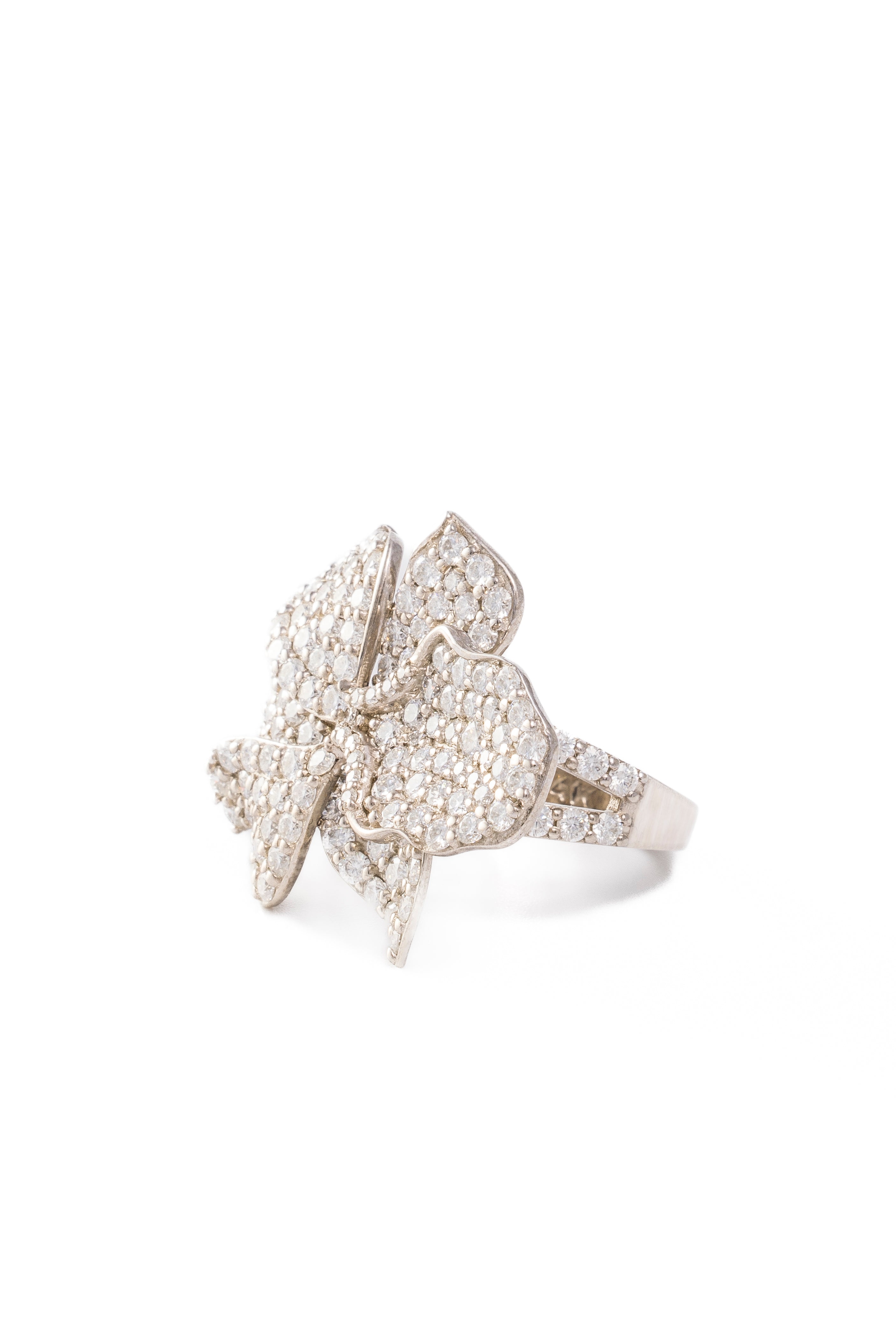 Françoise Ring - Flower Moissanite Ring in 14k White Gold