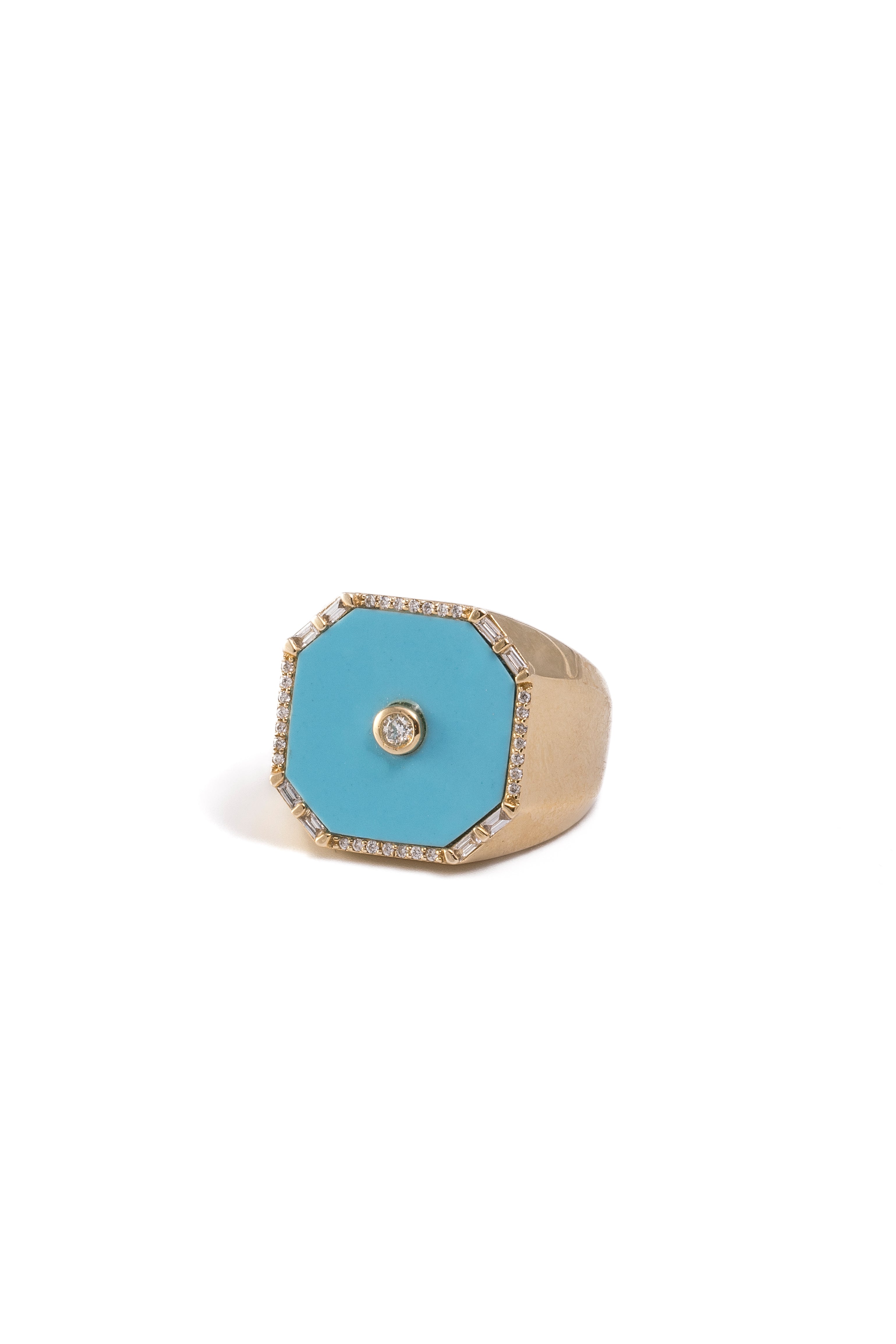 Clara Ring - Square Turquoise & Diamond Ring in 14k Gold