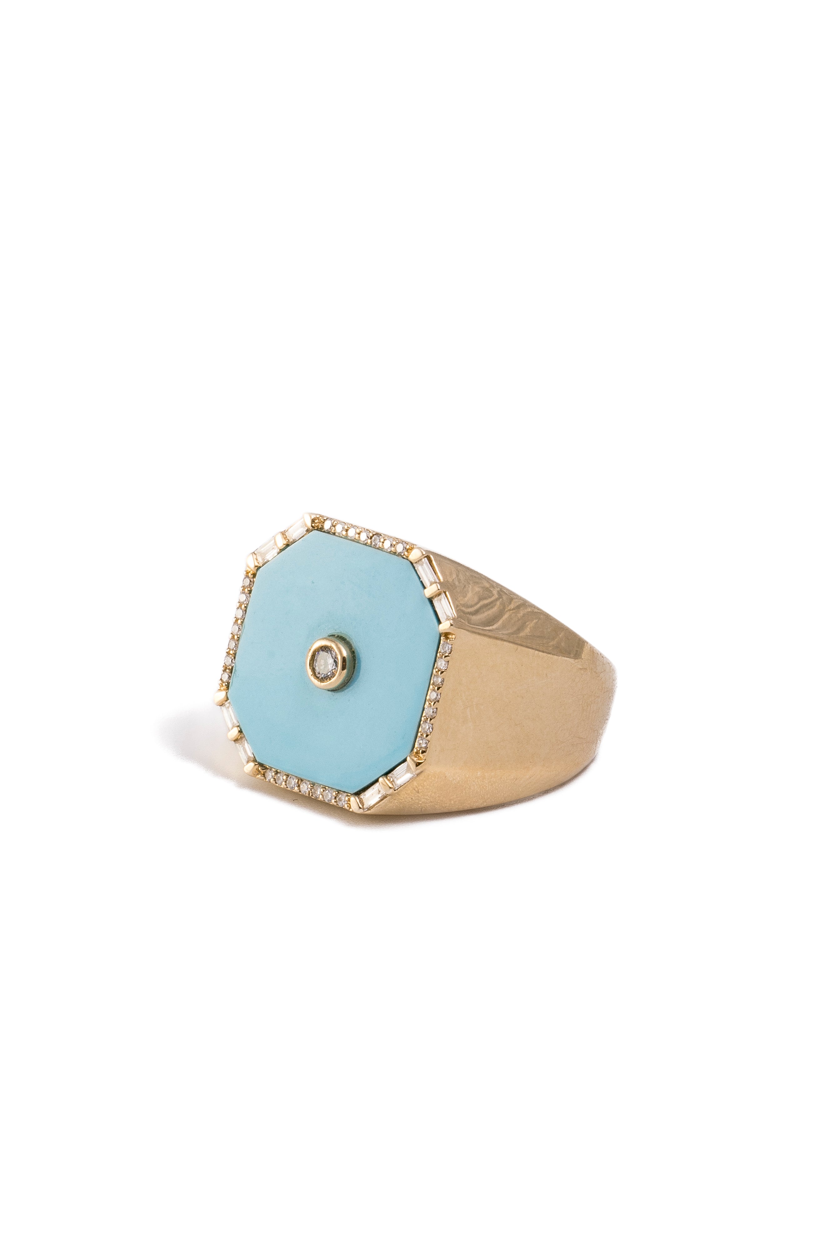 Clara Ring - Square Turquoise & Diamond Ring in 14k Gold