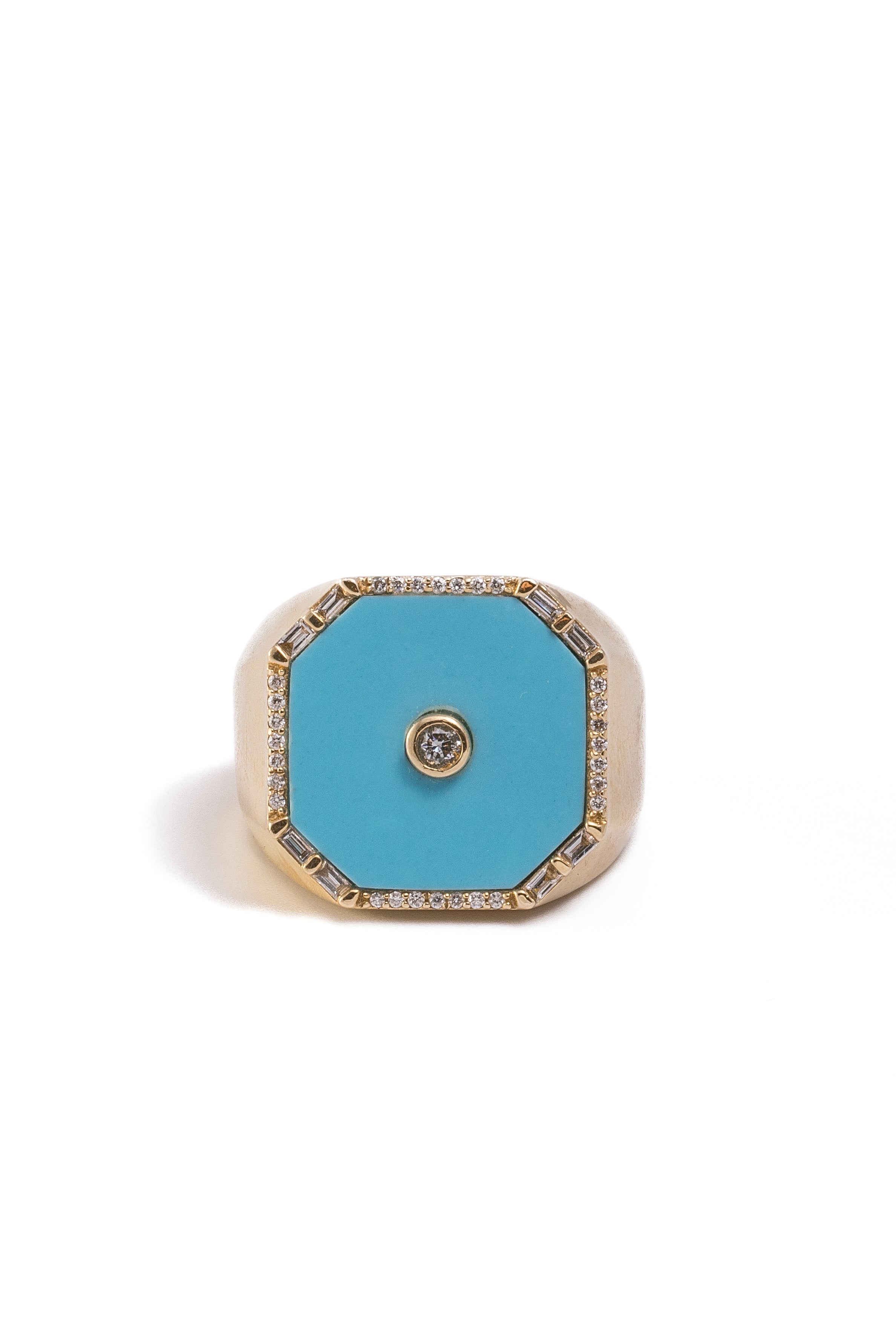Clara Ring - Square Turquoise & Diamond Ring in 14k Gold
