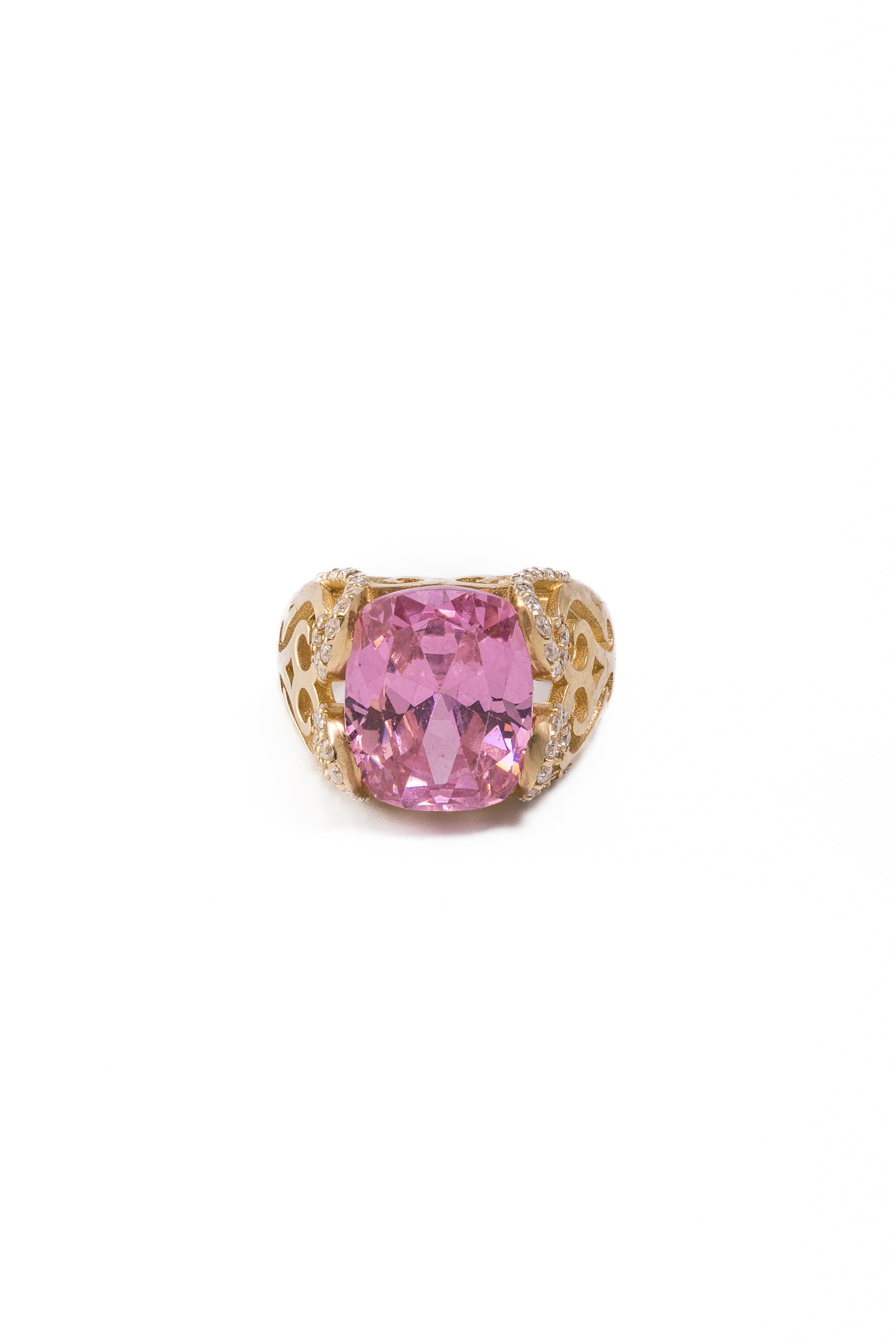 Lucienne Ring - Pink Sapphire & Moissanite Ring in 14k Gold