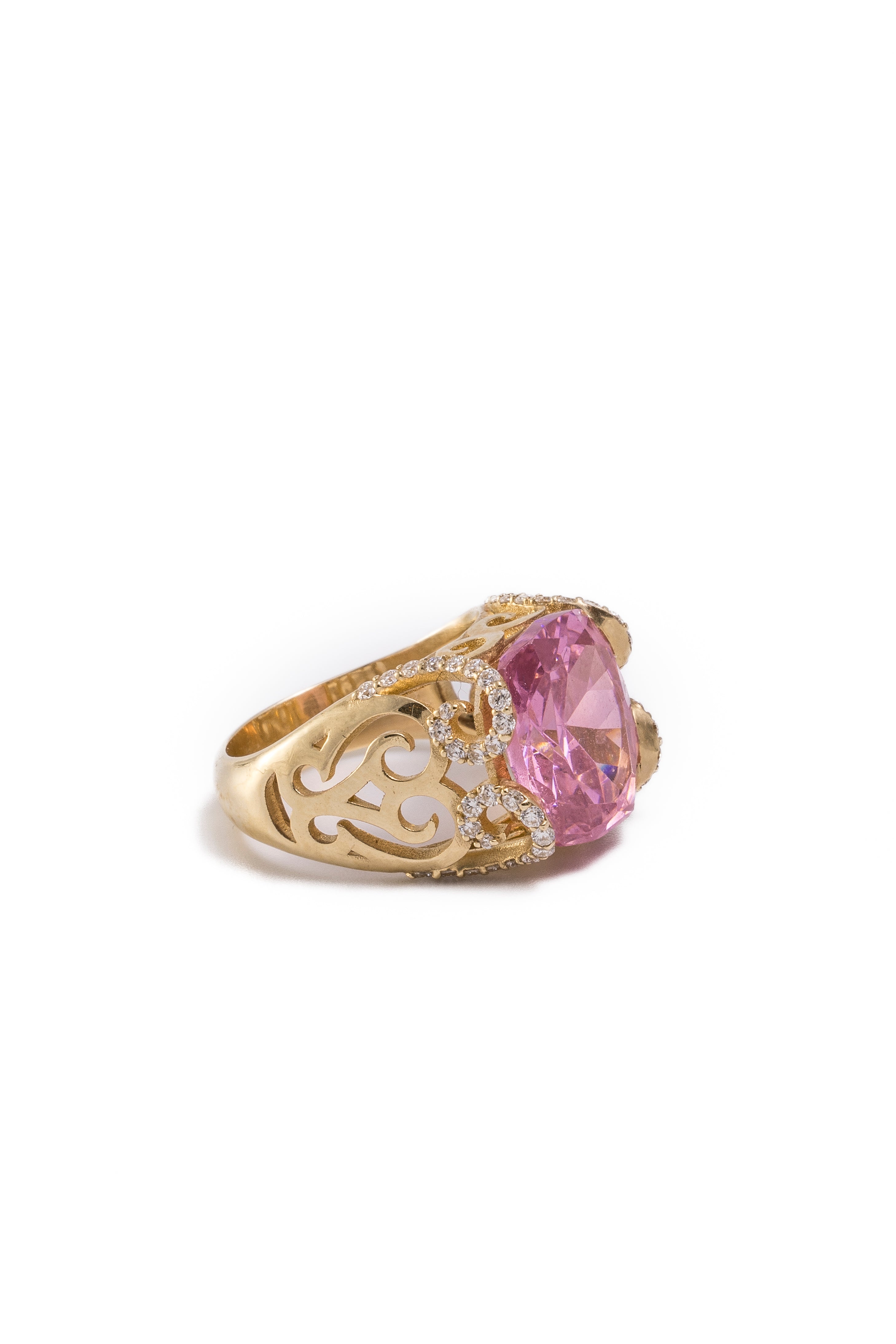 Lucienne Ring - Pink Sapphire & Moissanite Ring in 14k Gold
