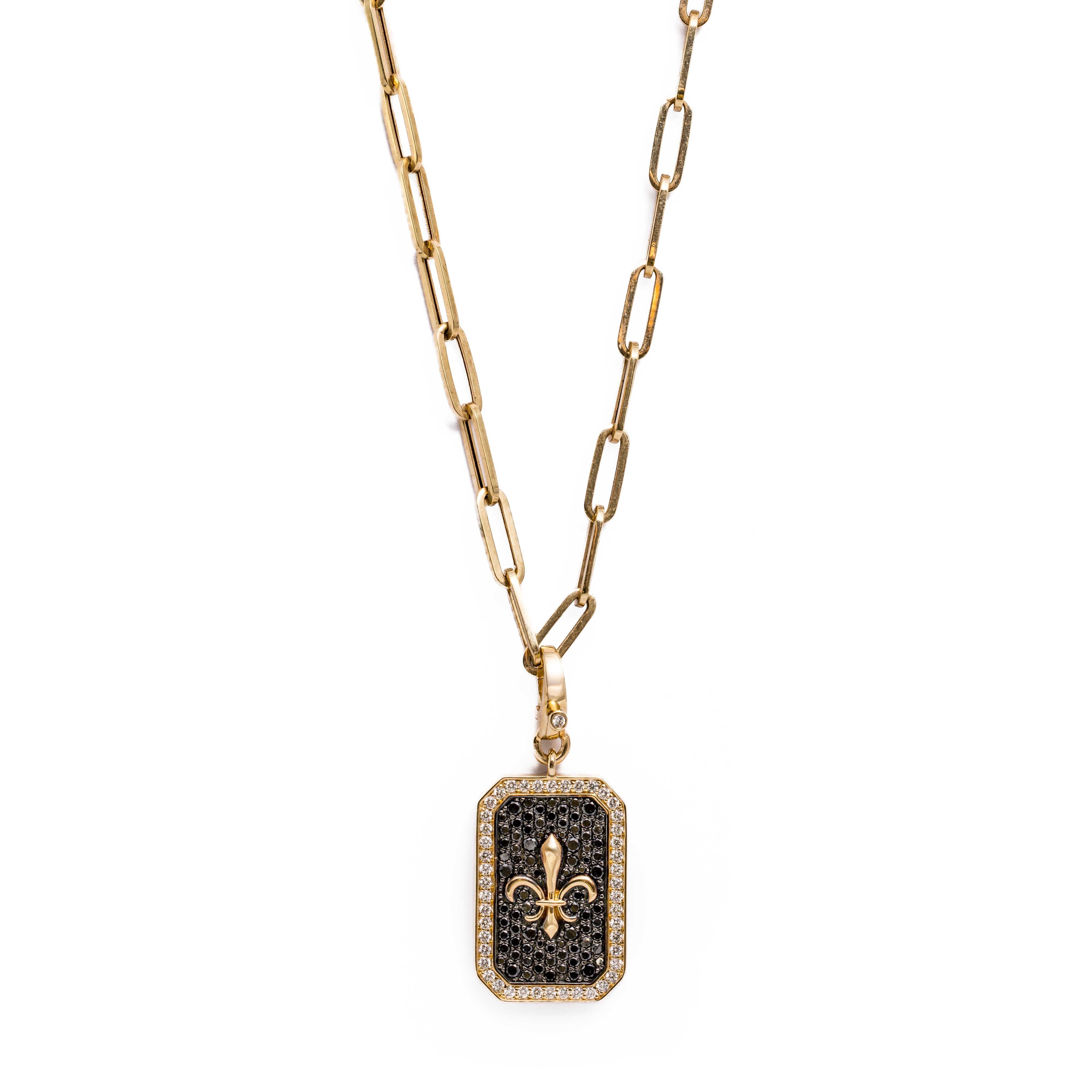 Maelys Necklace - Fleur-de-Lys Black Diamond Necklace in 14k Gold