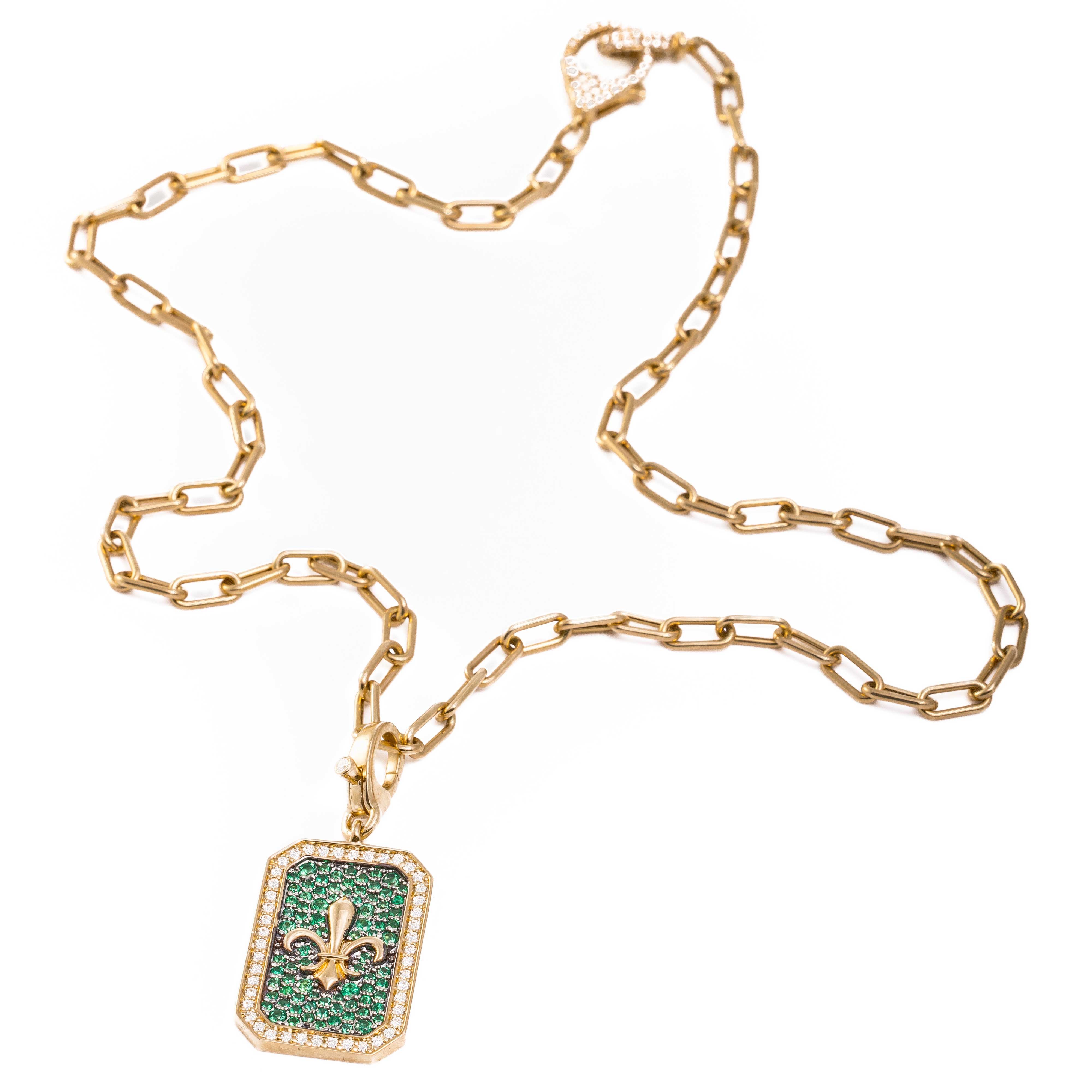 Maelys Necklace - Fleur-de-Lys Green Sapphire Necklace in 14k Gold