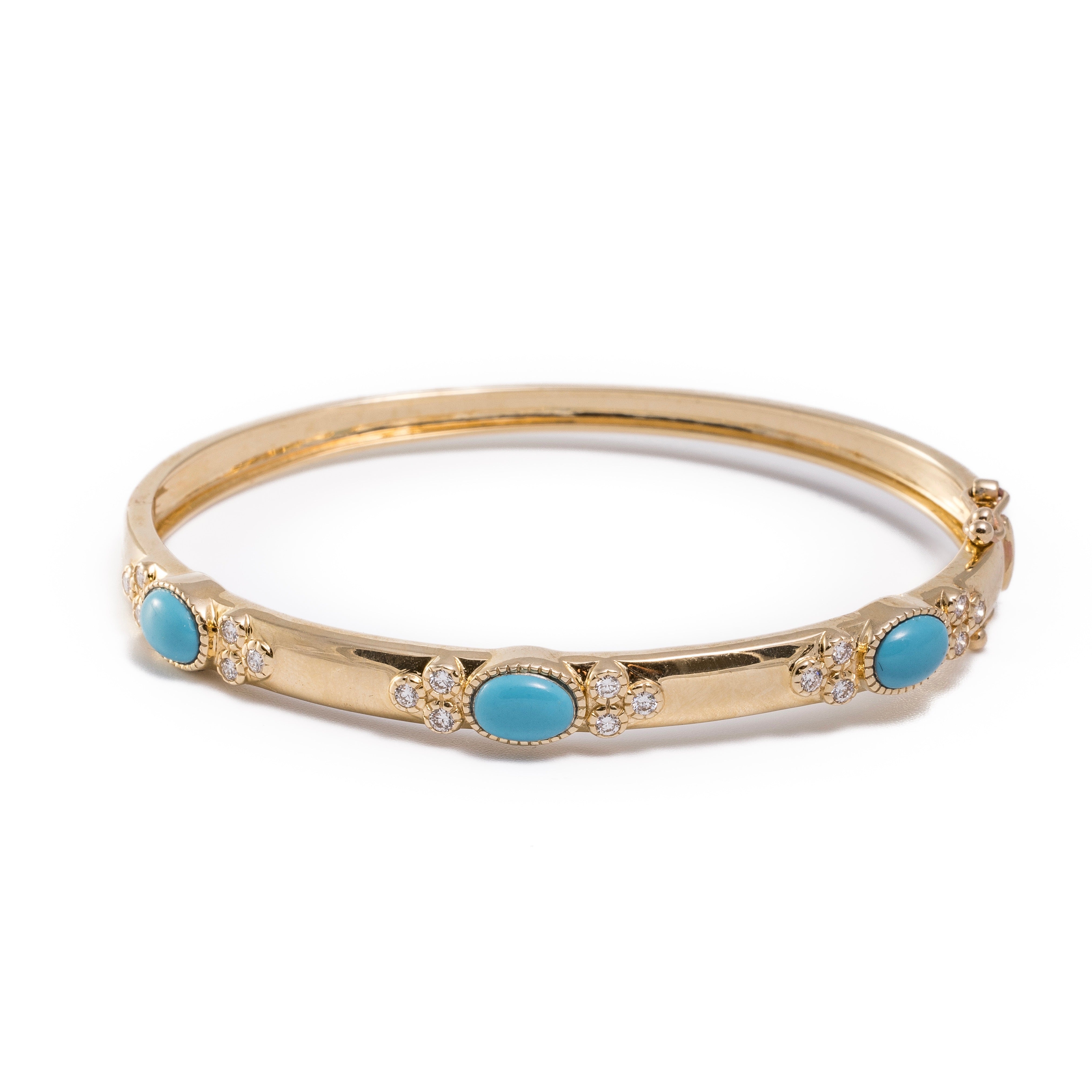 Casia Bracelet - Small Diamond & Turquoise Bracelet in 14k Gold