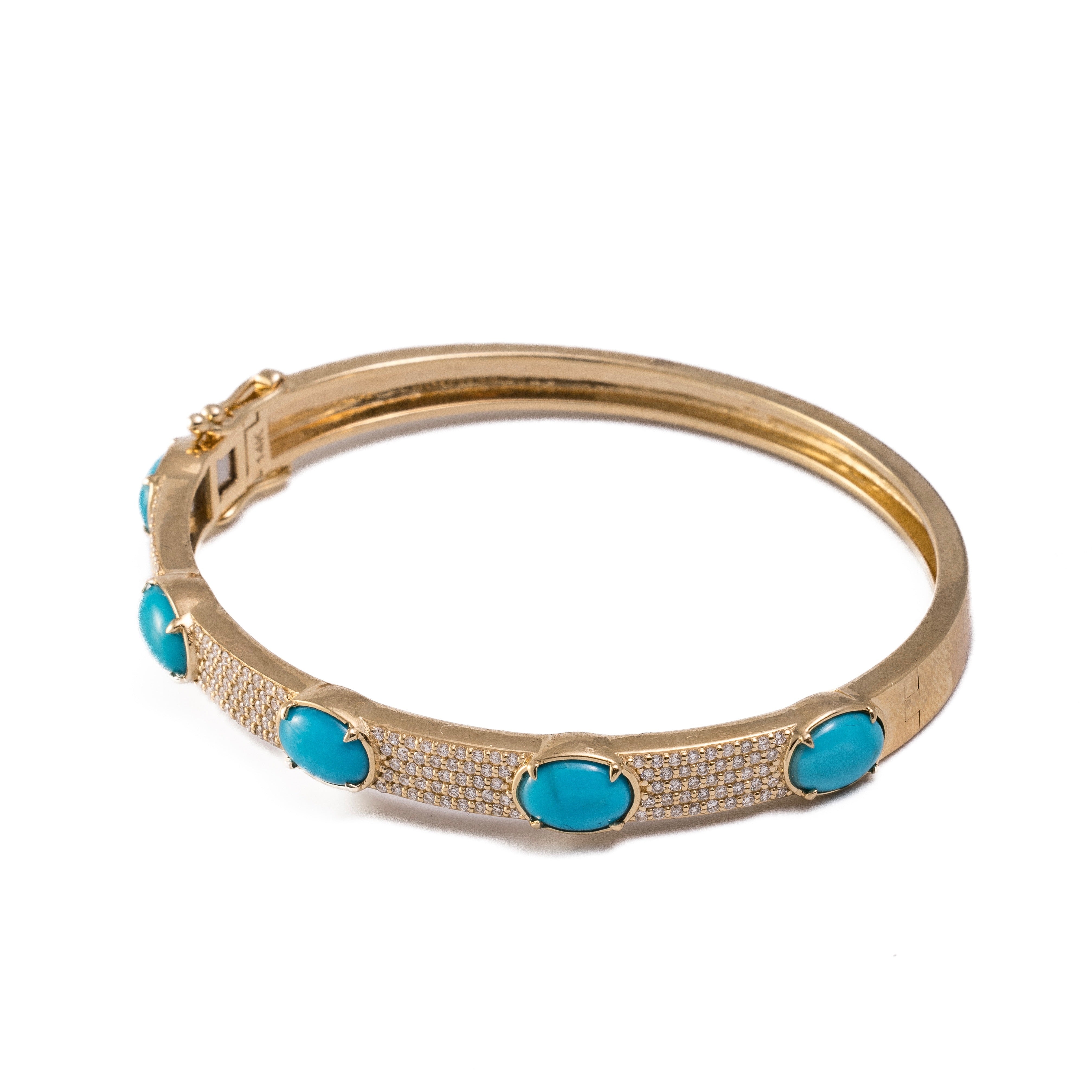 Clara Bracelet - Large Diamond & Turquoise Bracelet in 14k Gold