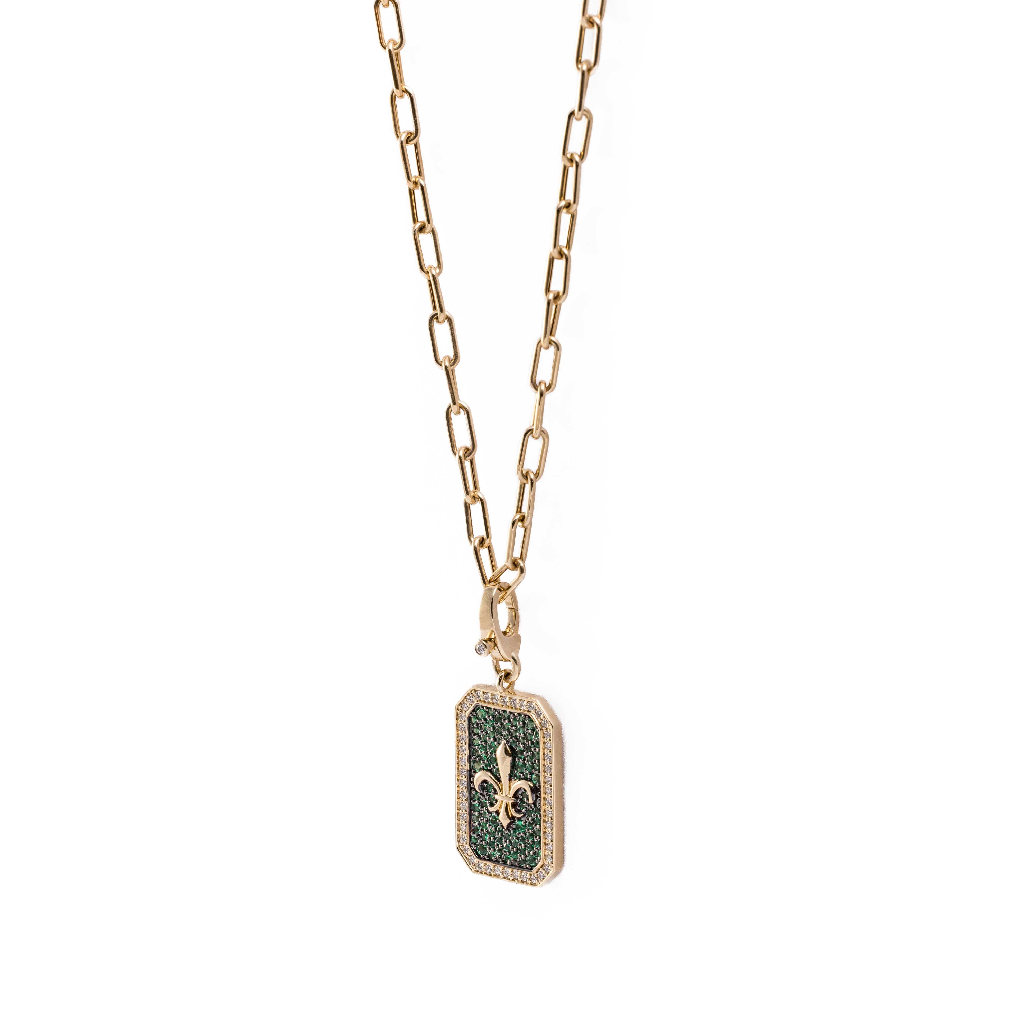 Maelys Necklace - Fleur-de-Lys Green Sapphire Necklace in 14k Gold