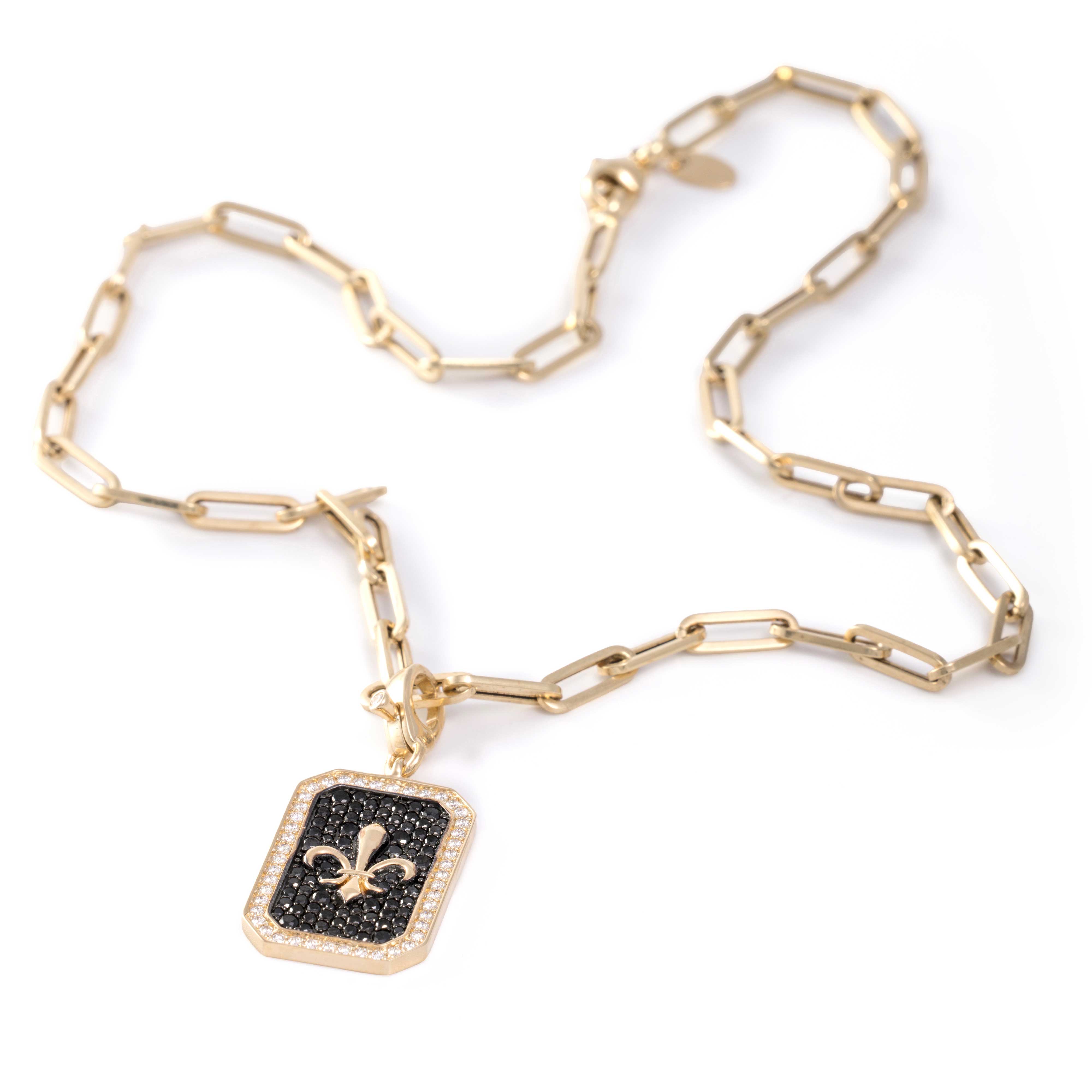 Maelys Necklace - Fleur-de-Lys Black Diamond Necklace in 14k Gold