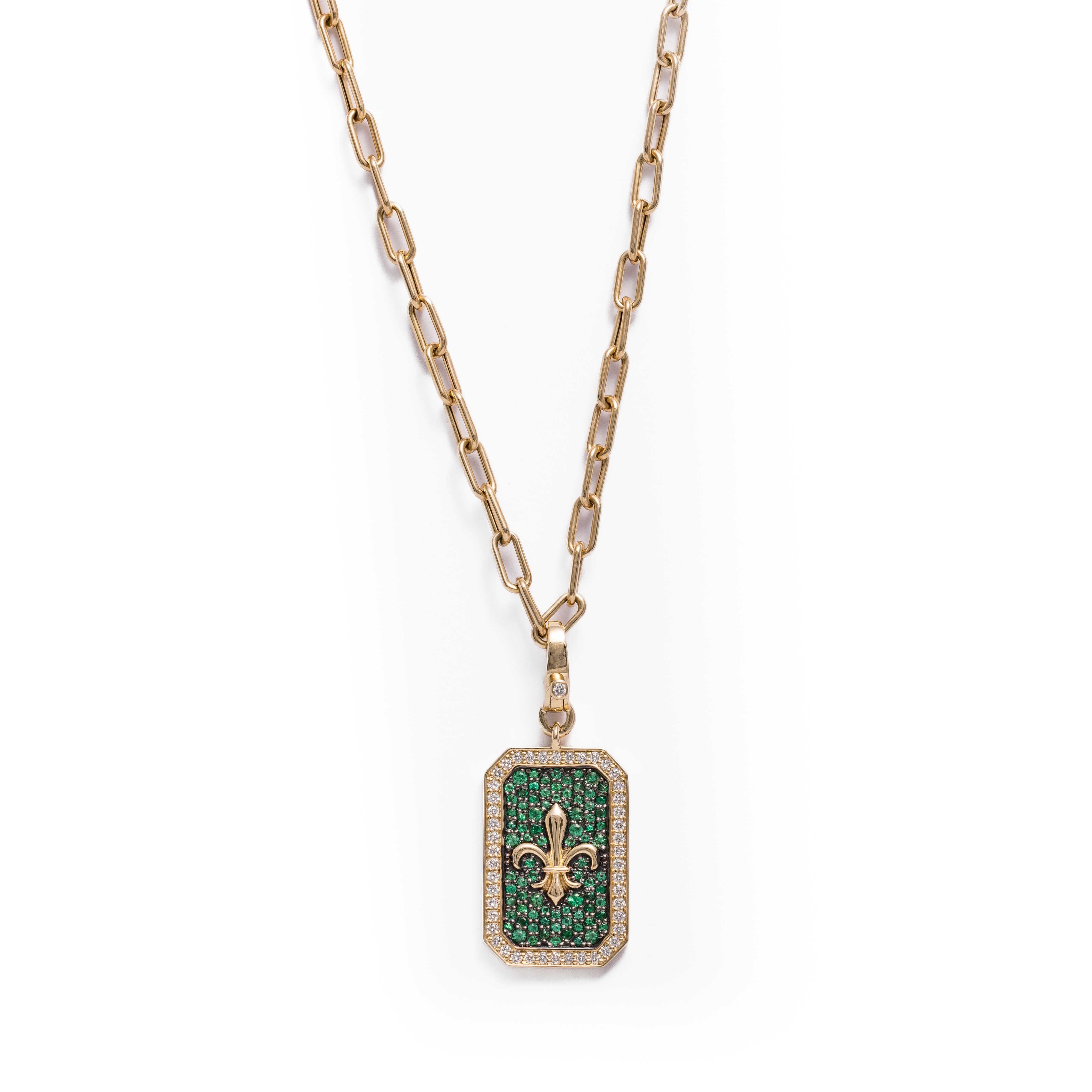 Maelys Necklace - Fleur-de-Lys Green Sapphire Necklace in 14k Gold