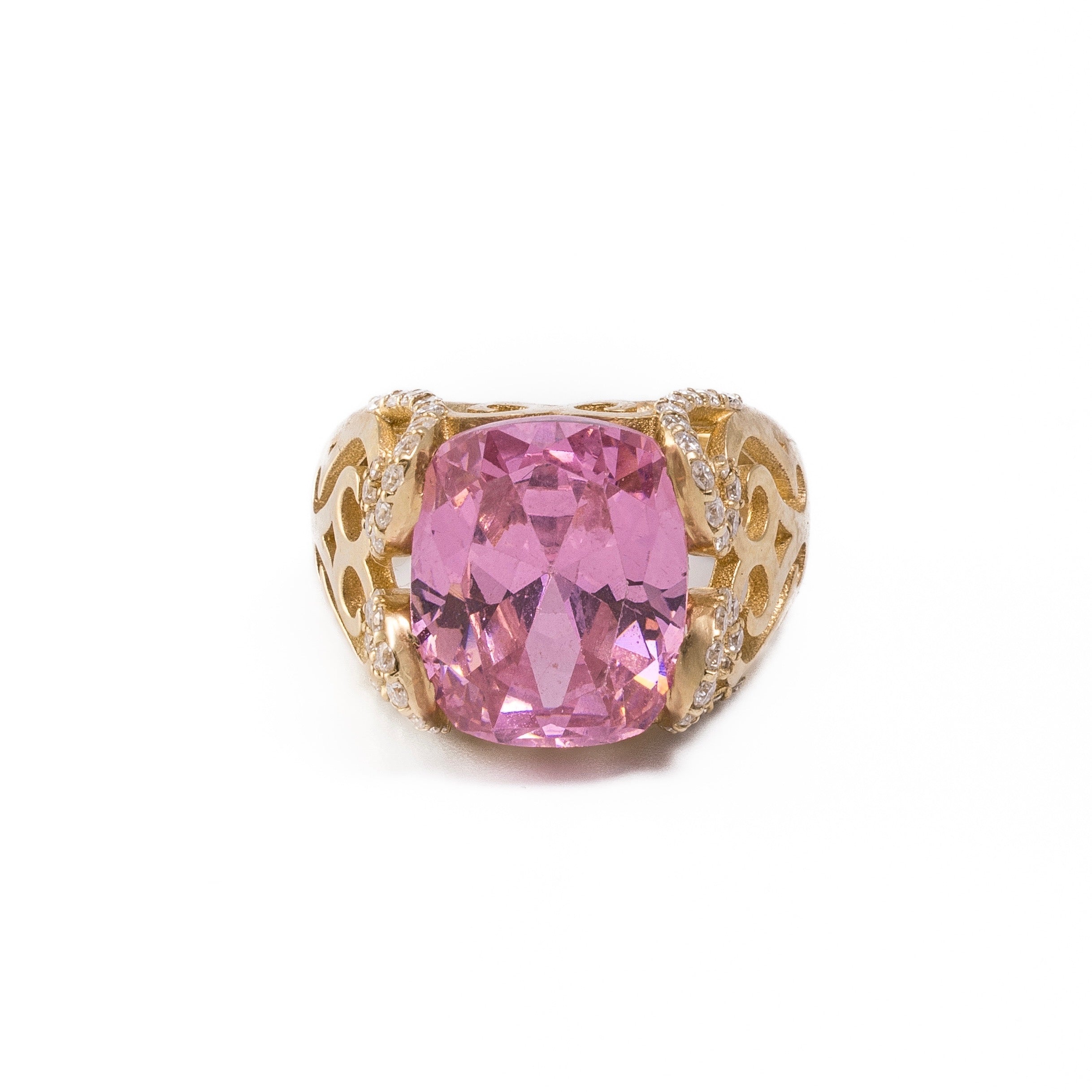 Lucienne Ring - Pink Sapphire & Moissanite Ring in 14k Gold