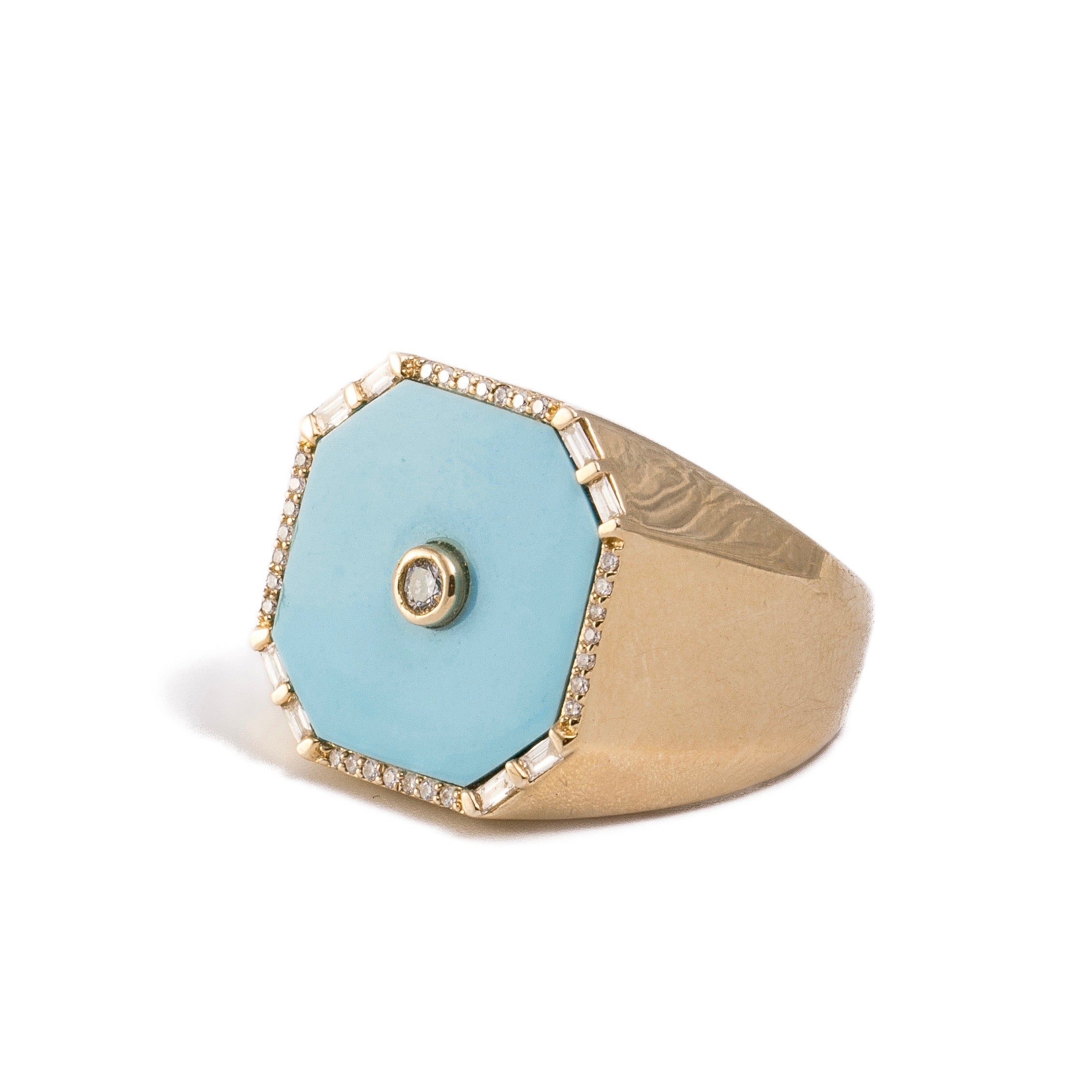 Clara Ring - Square Turquoise & Diamond Ring in 14k Gold