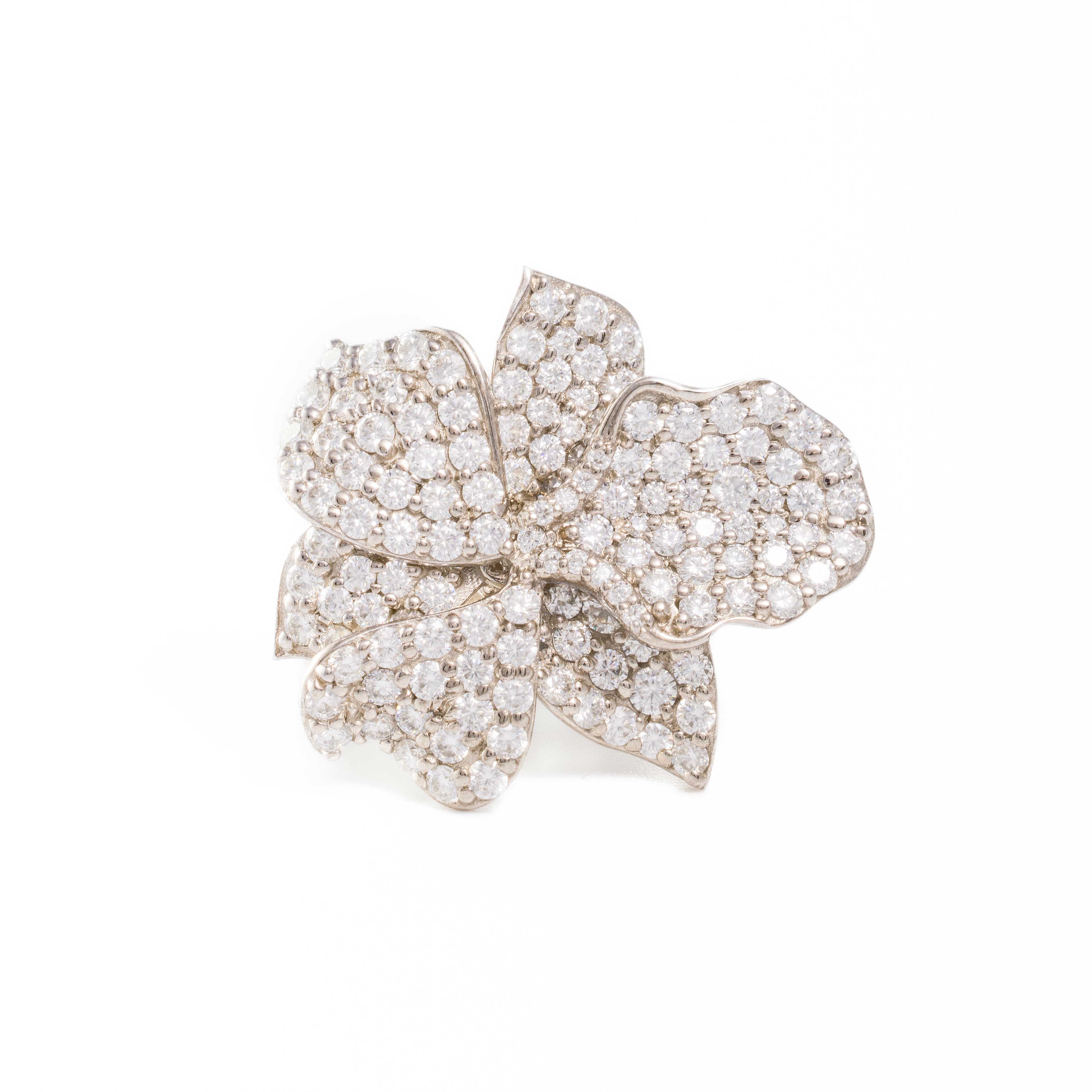 Françoise Ring - Flower Moissanite Ring in 14k White Gold